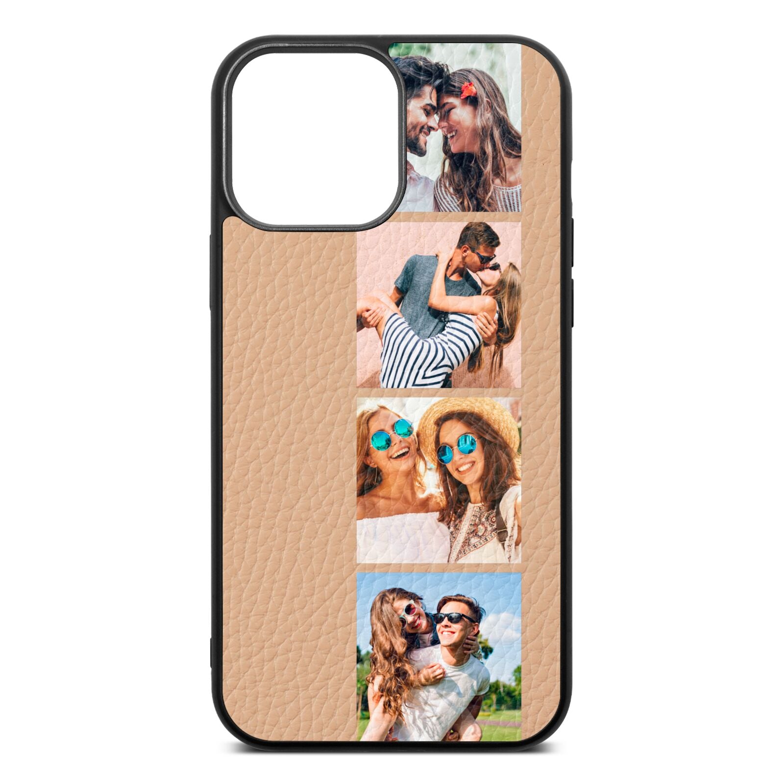Photo Strip Montage Upload Nude Pebble Leather iPhone 13 Pro Max Case