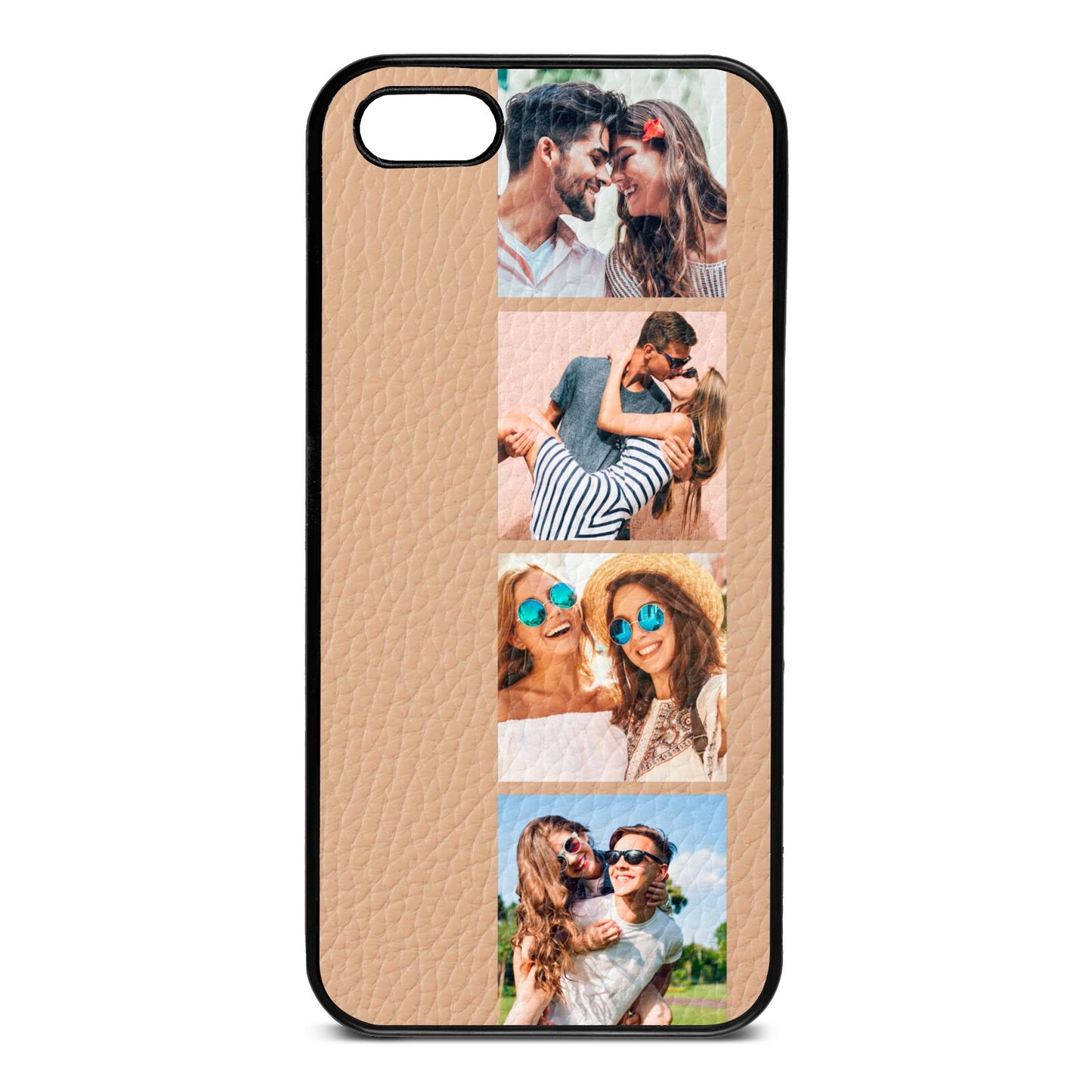 Photo Strip Montage Upload Nude Pebble Leather iPhone 5 Case