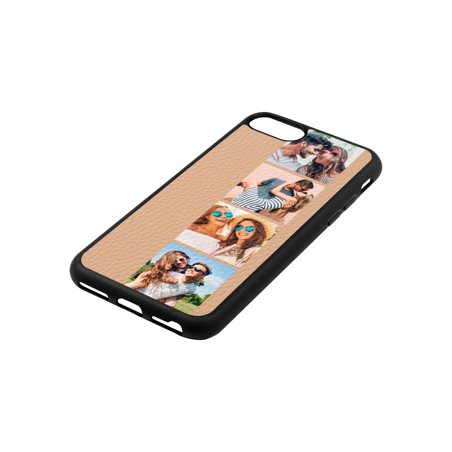 Photo Strip Montage Upload Nude Pebble Leather iPhone 8 Case Side Angle