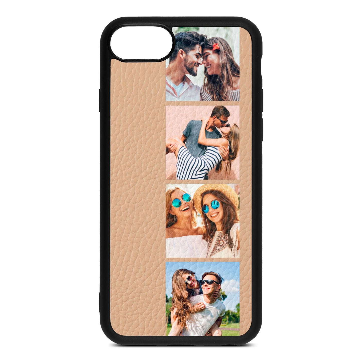 Photo Strip Montage Upload Nude Pebble Leather iPhone 8 Case