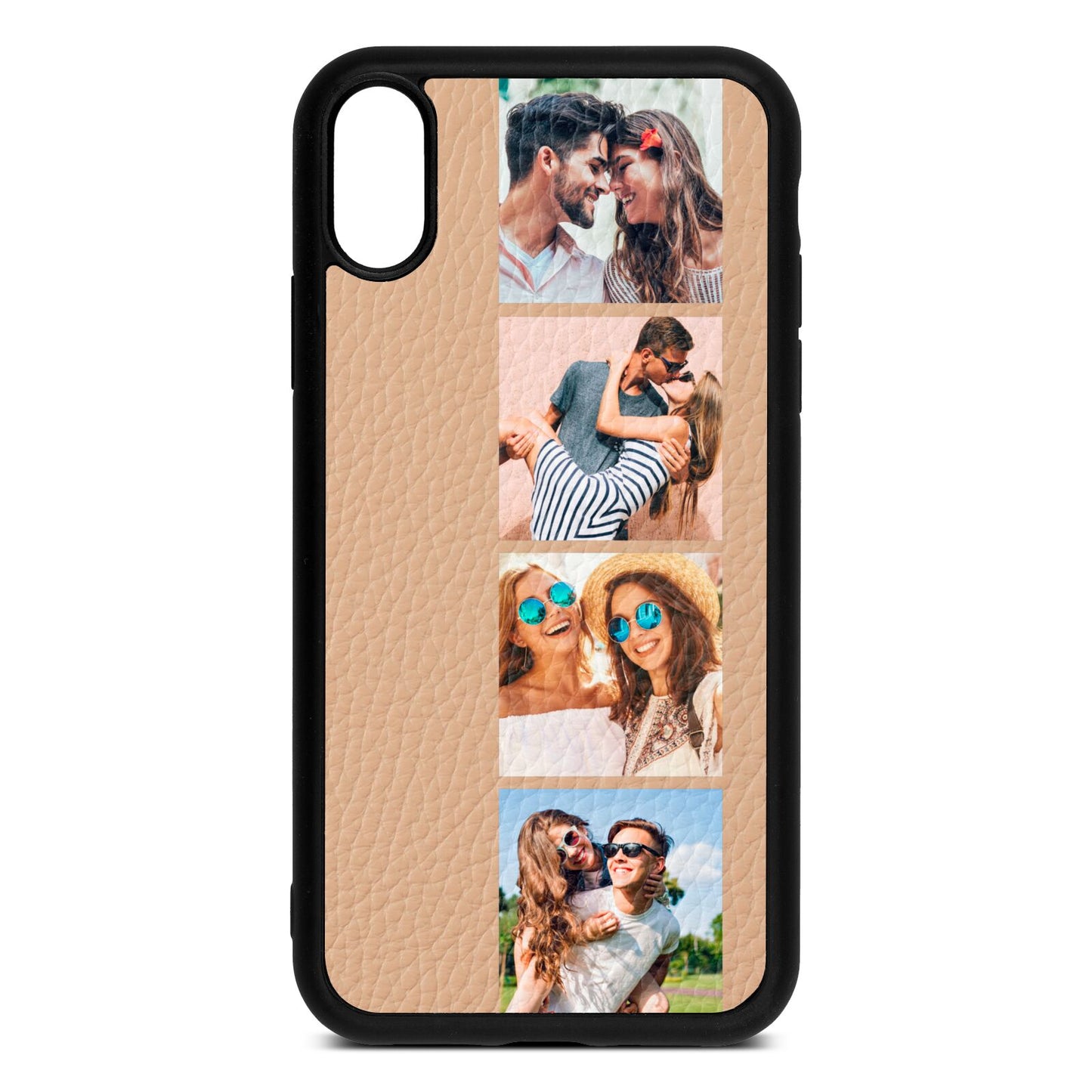 Photo Strip Montage Upload Nude Pebble Leather iPhone Xr Case