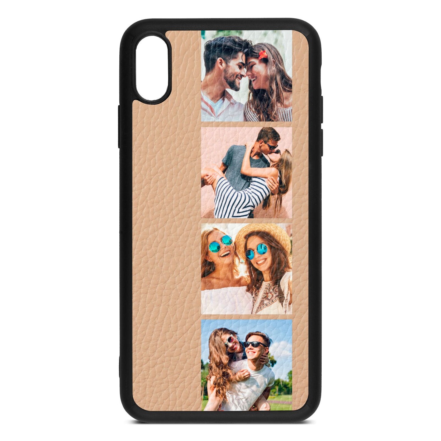 Photo Strip Montage Upload Nude Pebble Leather iPhone Xs Max Case