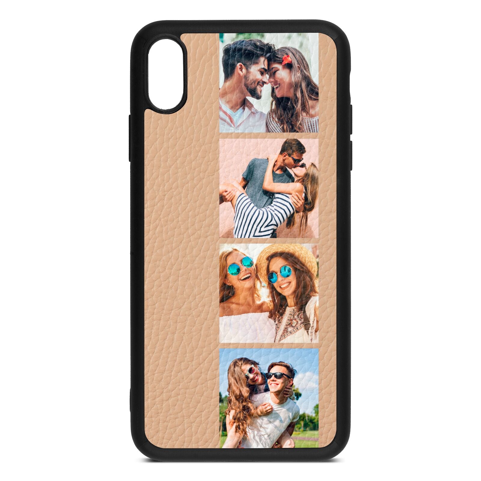 Photo Strip Montage Upload Nude Pebble Leather iPhone Xs Max Case