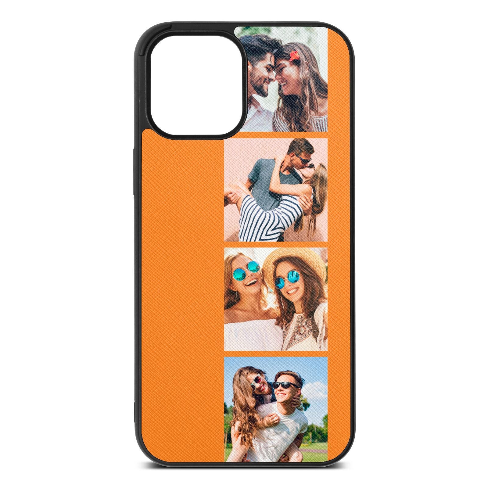 Photo Strip Montage Upload Saffron Saffiano Leather iPhone 12 Pro Max Case