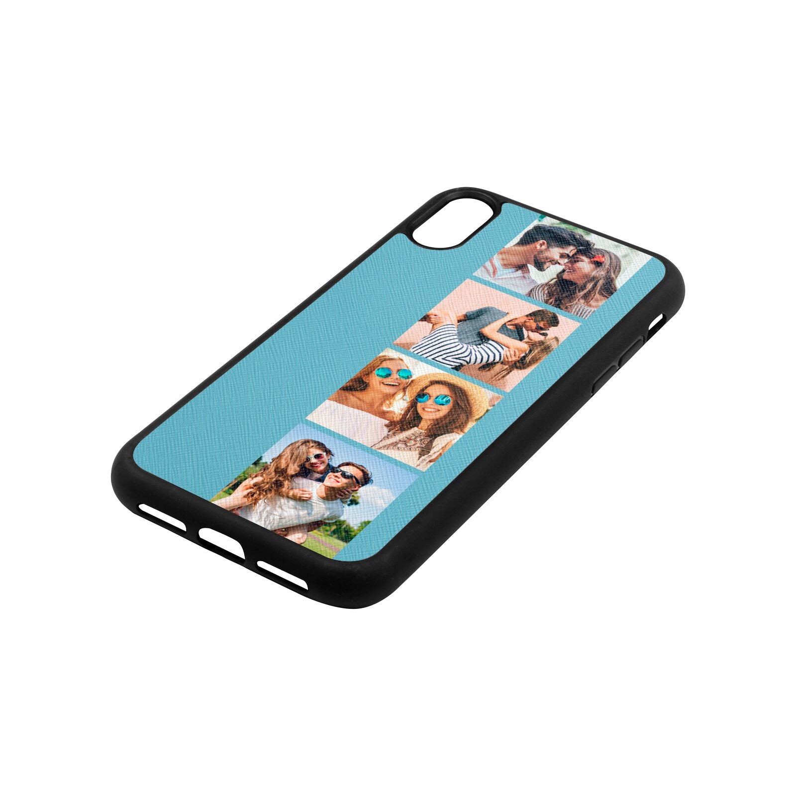 Photo Strip Montage Upload Sky Saffiano Leather iPhone Xr Case Side Angle