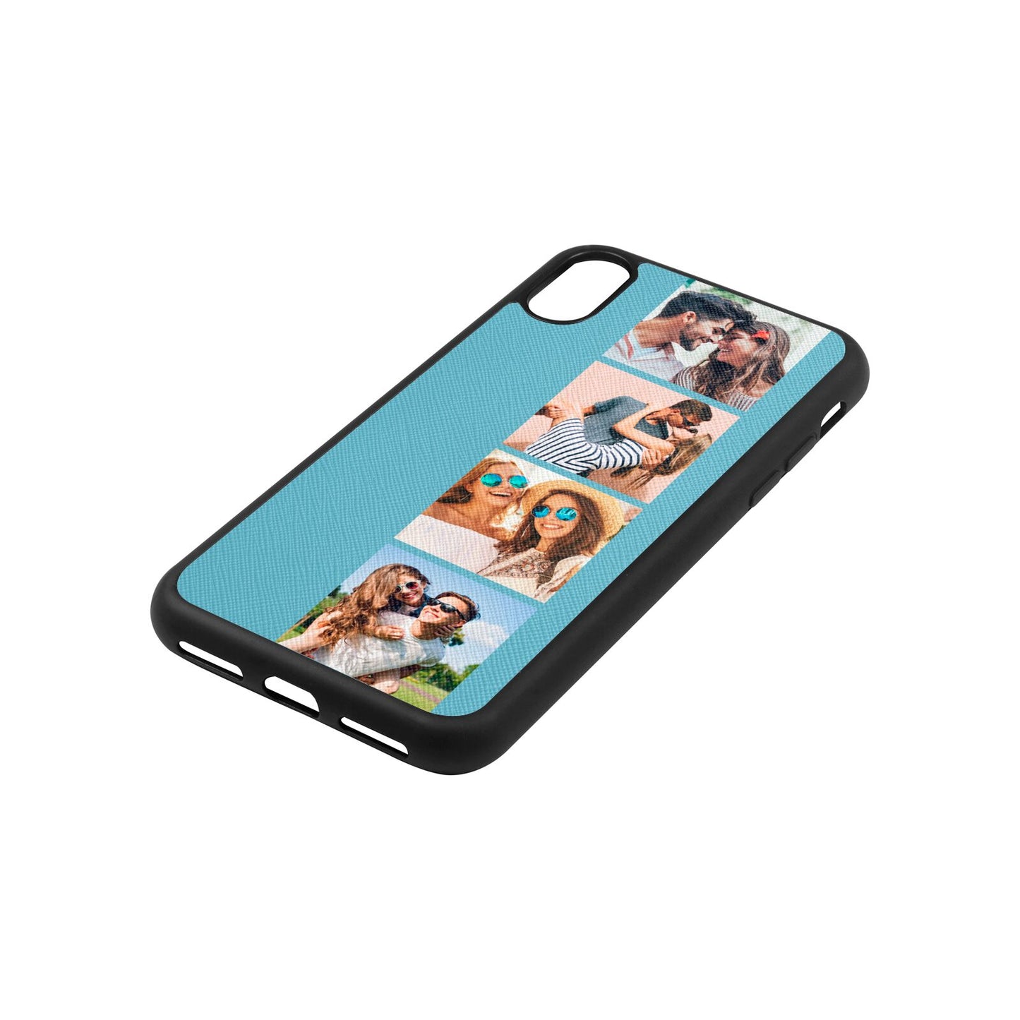 Photo Strip Montage Upload Sky Saffiano Leather iPhone Xs Case Side Angle