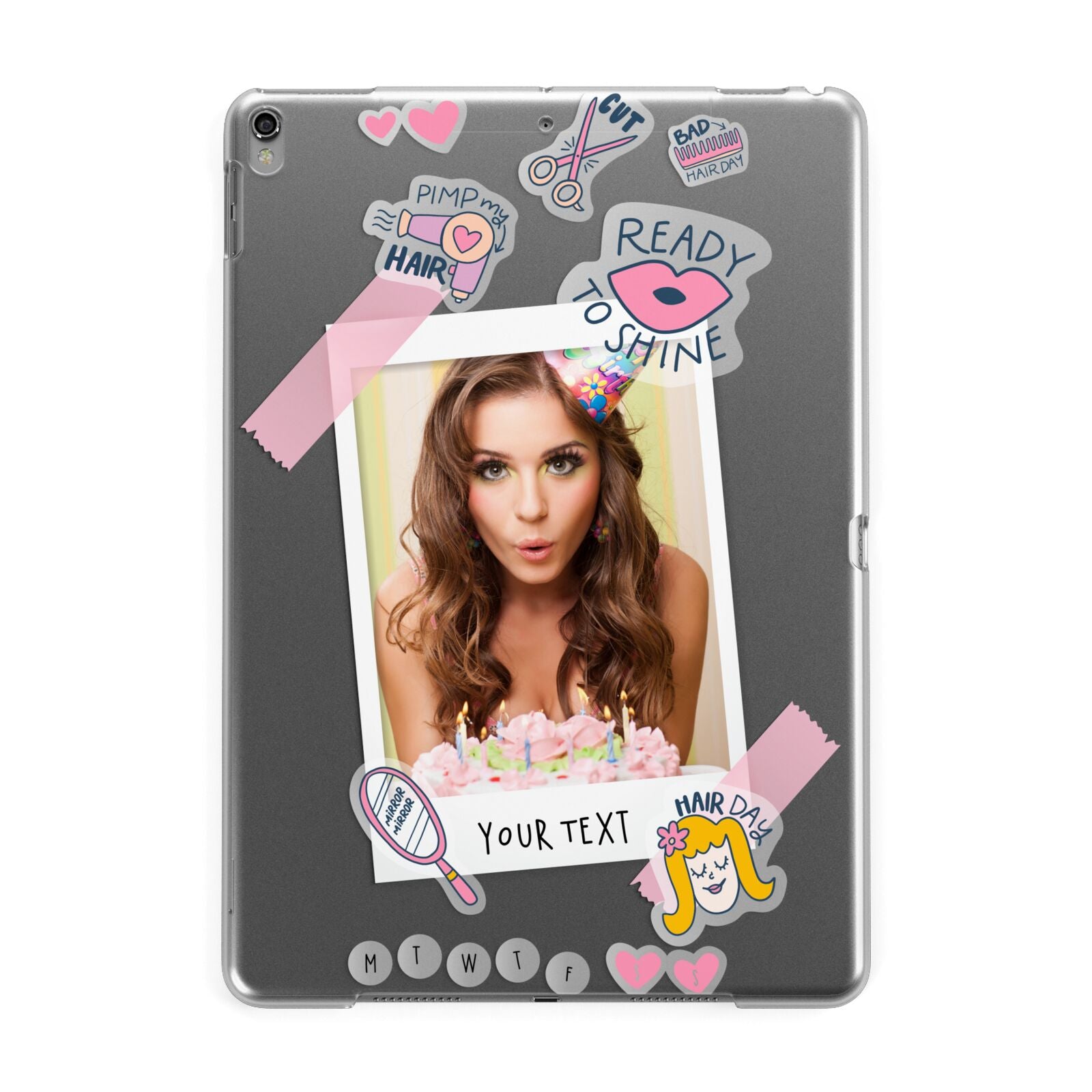 Photo Upload with Text Apple iPad Grey Case