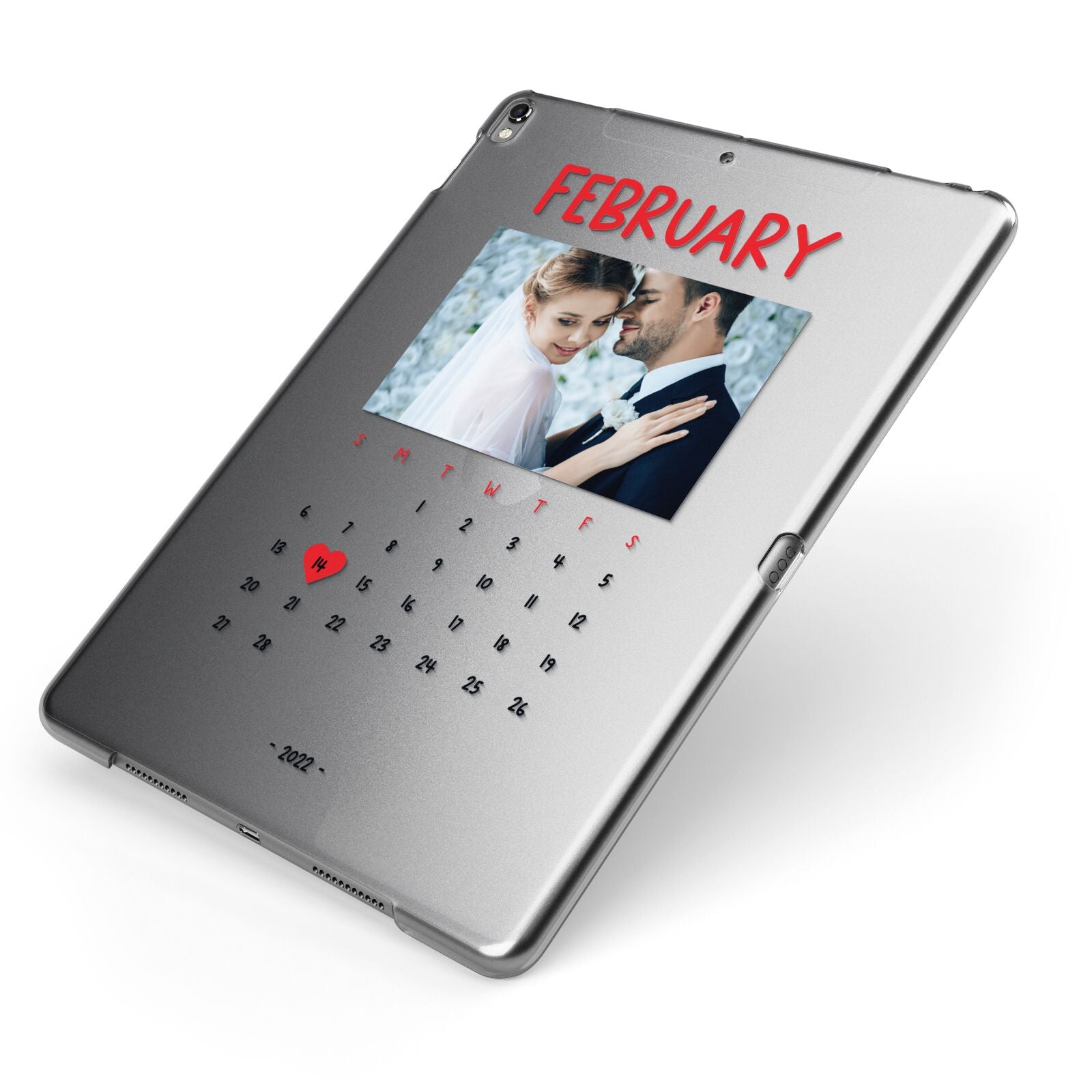 Photo Wedding Anniversary Apple iPad Case on Grey iPad Side View