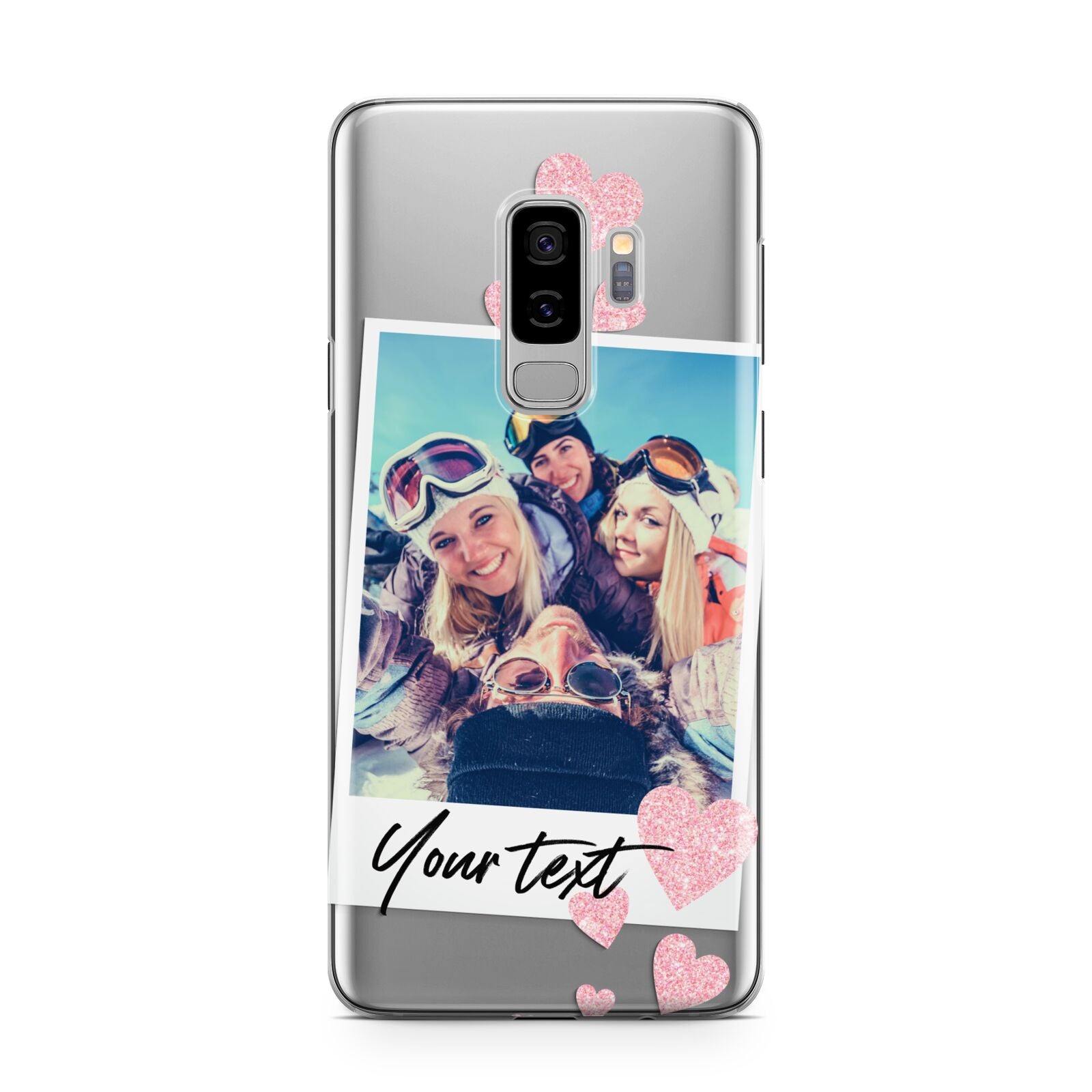 Photo with Text Samsung Galaxy S9 Plus Case on Silver phone