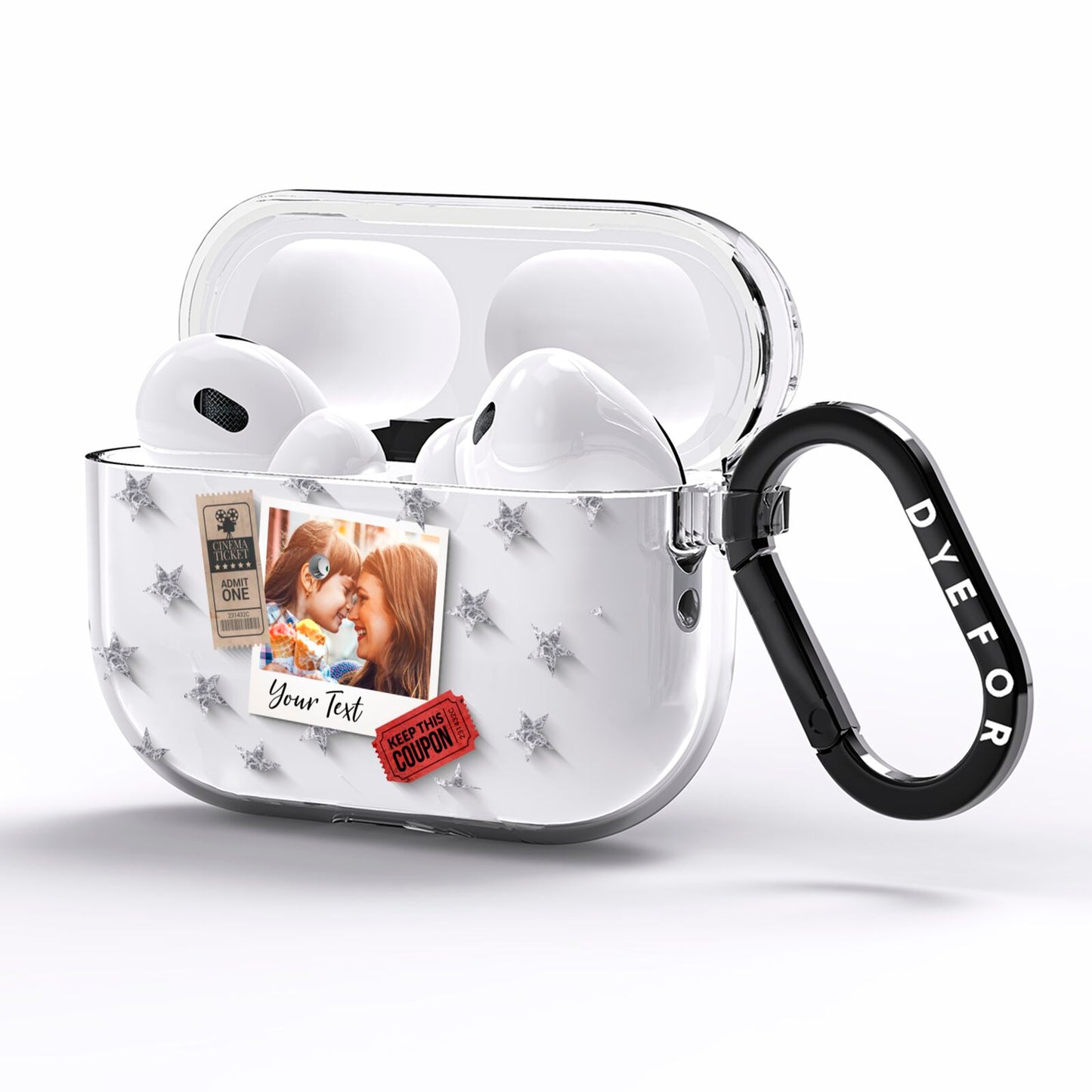 Photo with Text Star Pattern AirPods Pro Clear Case Side Image