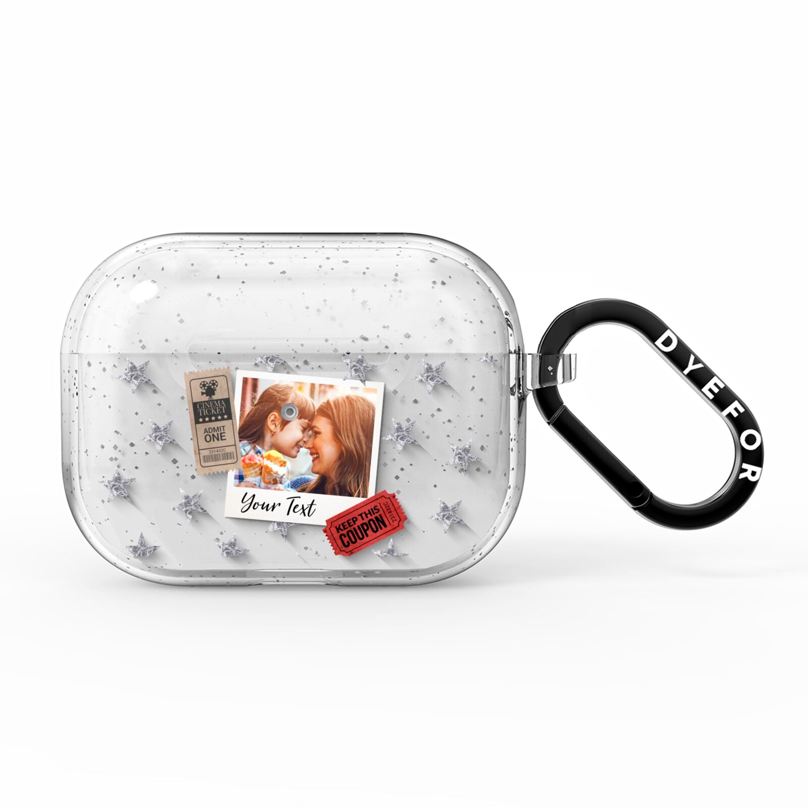 Photo with Text Star Pattern AirPods Pro Glitter Case