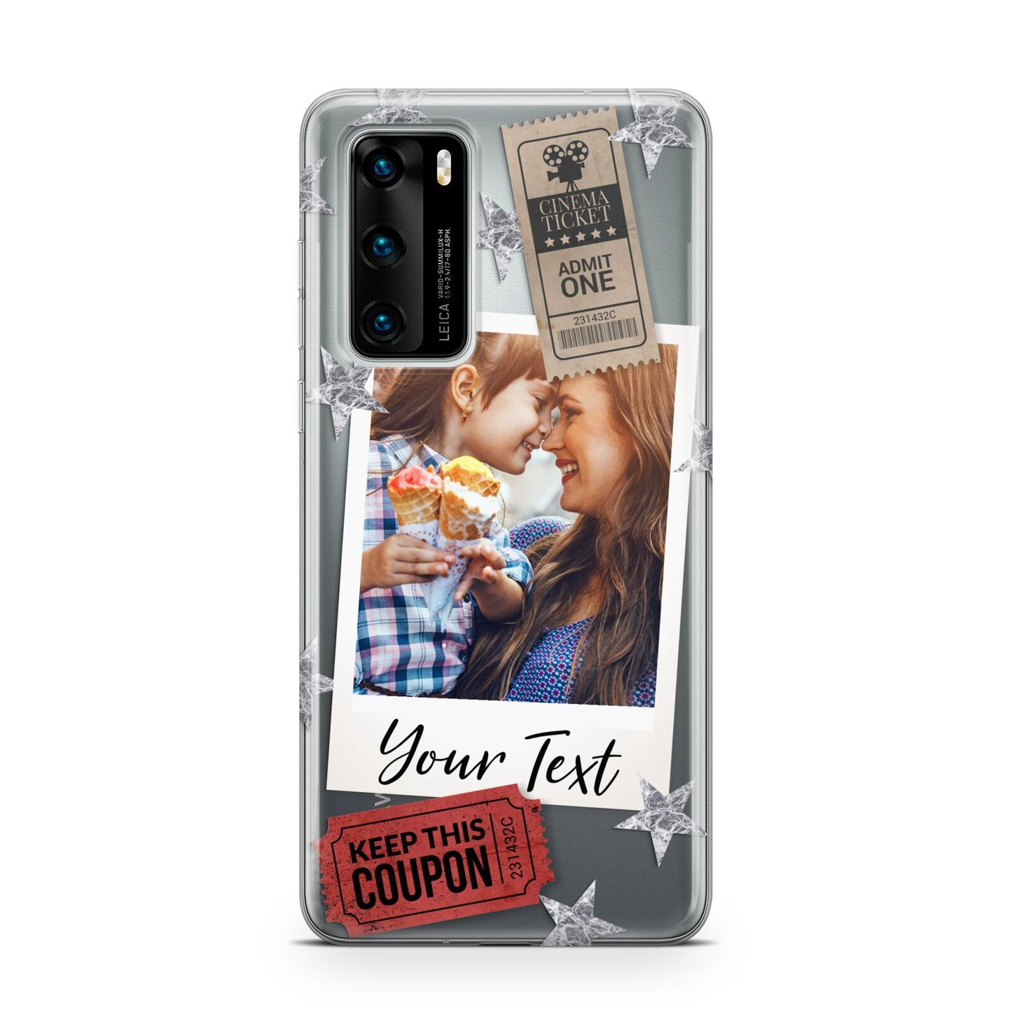 Photo with Text Star Pattern Huawei P40 Phone Case