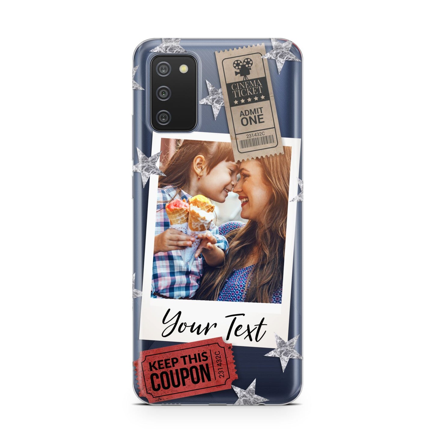 Photo with Text Star Pattern Samsung A02s Case