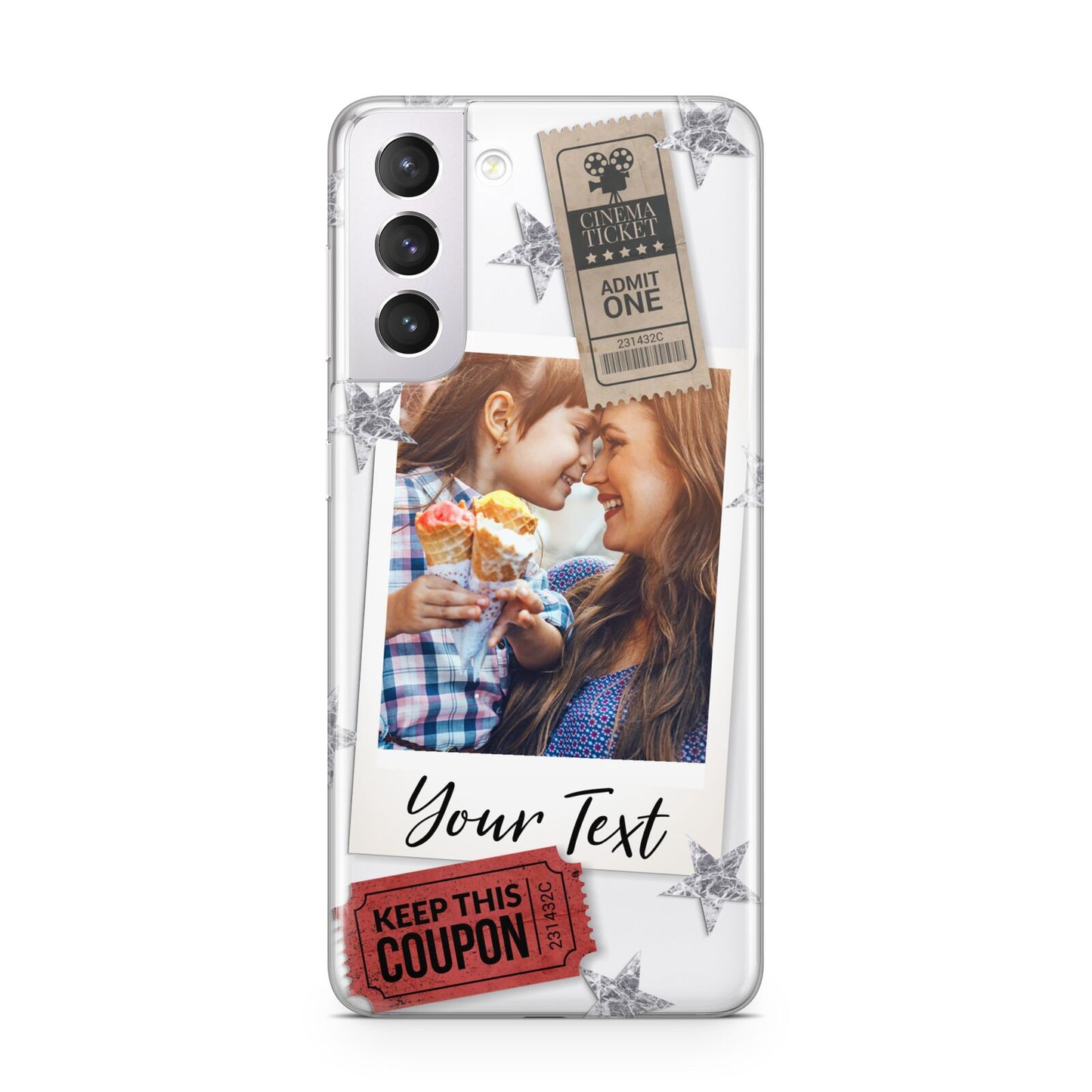 Photo with Text Star Pattern Samsung S21 Case