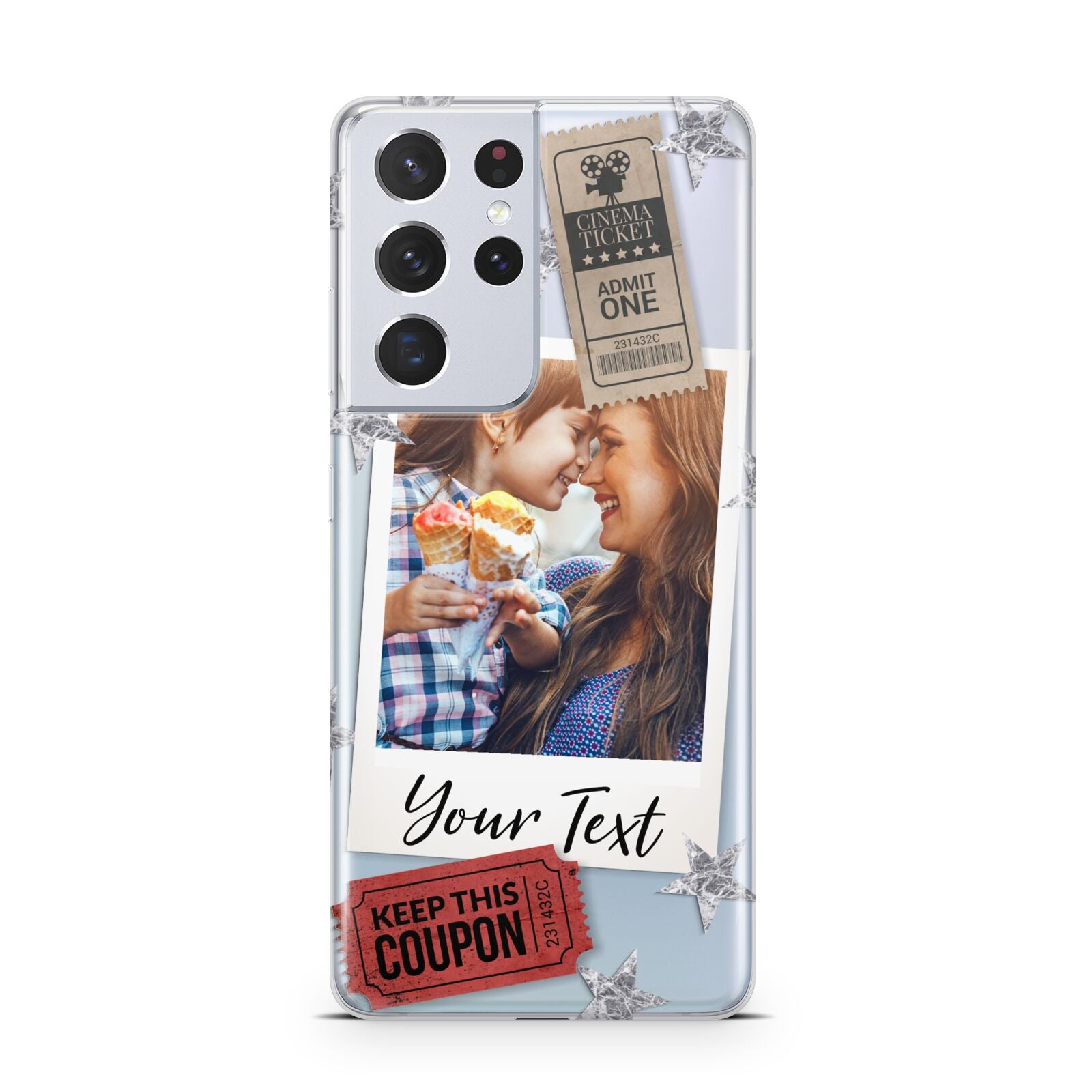 Photo with Text Star Pattern Samsung S21 Ultra Case