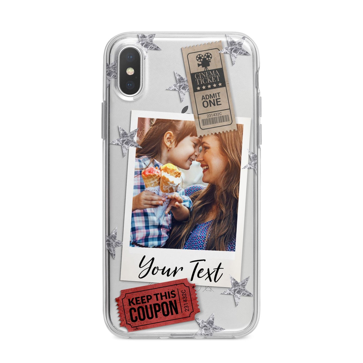 Photo with Text Star Pattern iPhone X Bumper Case on Silver iPhone Alternative Image 1