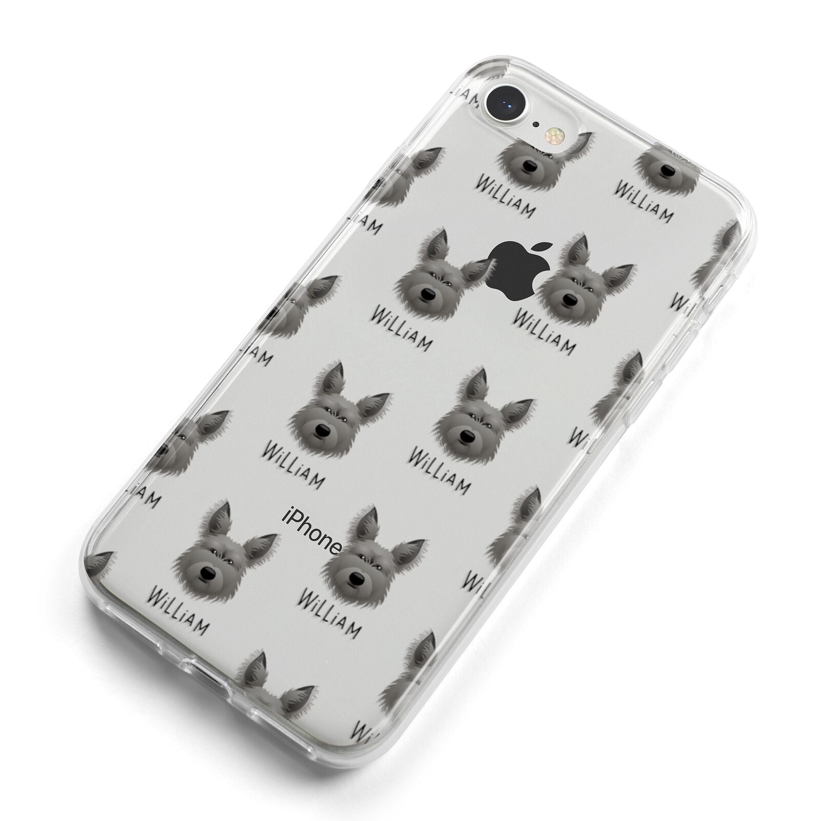 Picardy Sheepdog Icon with Name iPhone 8 Bumper Case on Silver iPhone Alternative Image