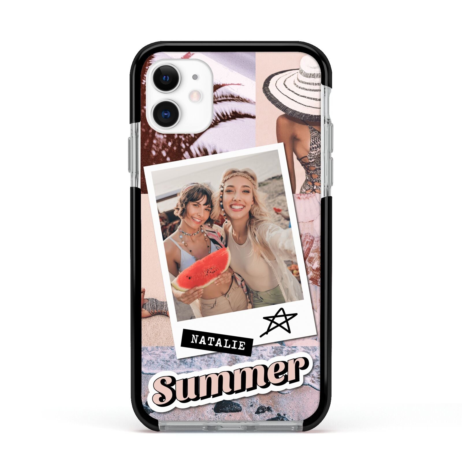 Picture Collage Personalised Apple iPhone 11 in White with Black Impact Case