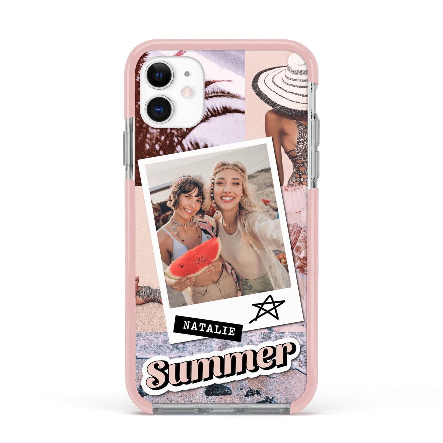 Picture Collage Personalised Apple iPhone 11 in White with Pink Impact Case