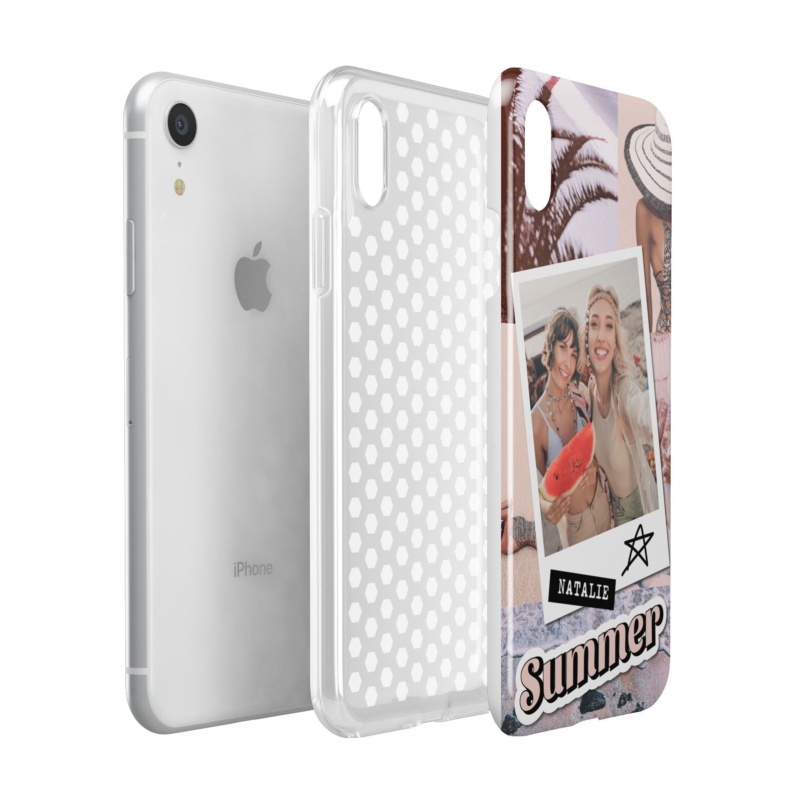 Picture Collage Personalised Apple iPhone XR White 3D Tough Case Expanded view