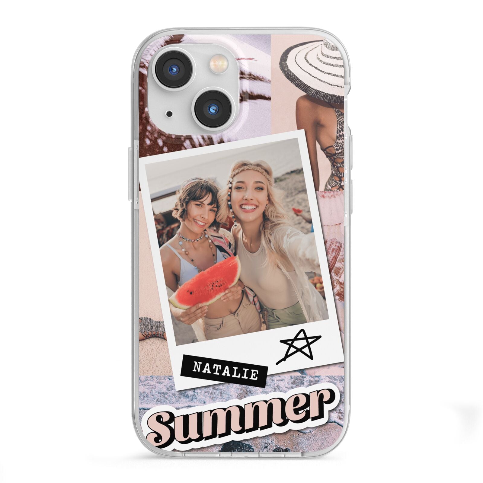 Picture Collage Personalised iPhone 13 Mini TPU Impact Case with White Edges