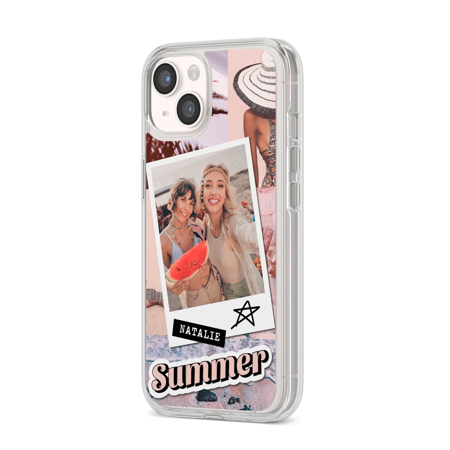 Picture Collage Personalised iPhone 14 Clear Tough Case Starlight Angled Image