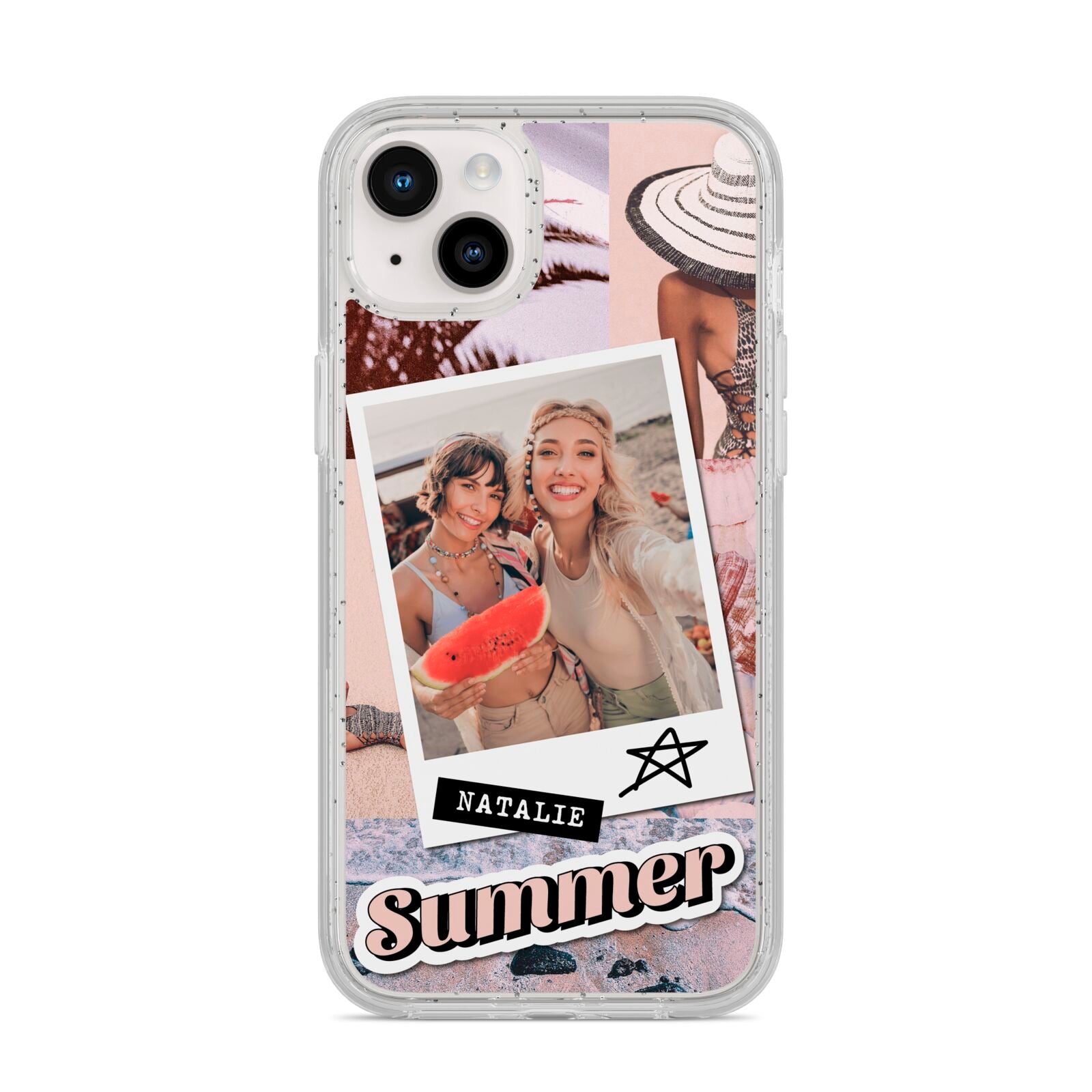 Picture Collage Personalised iPhone 14 Plus Glitter Tough Case Starlight