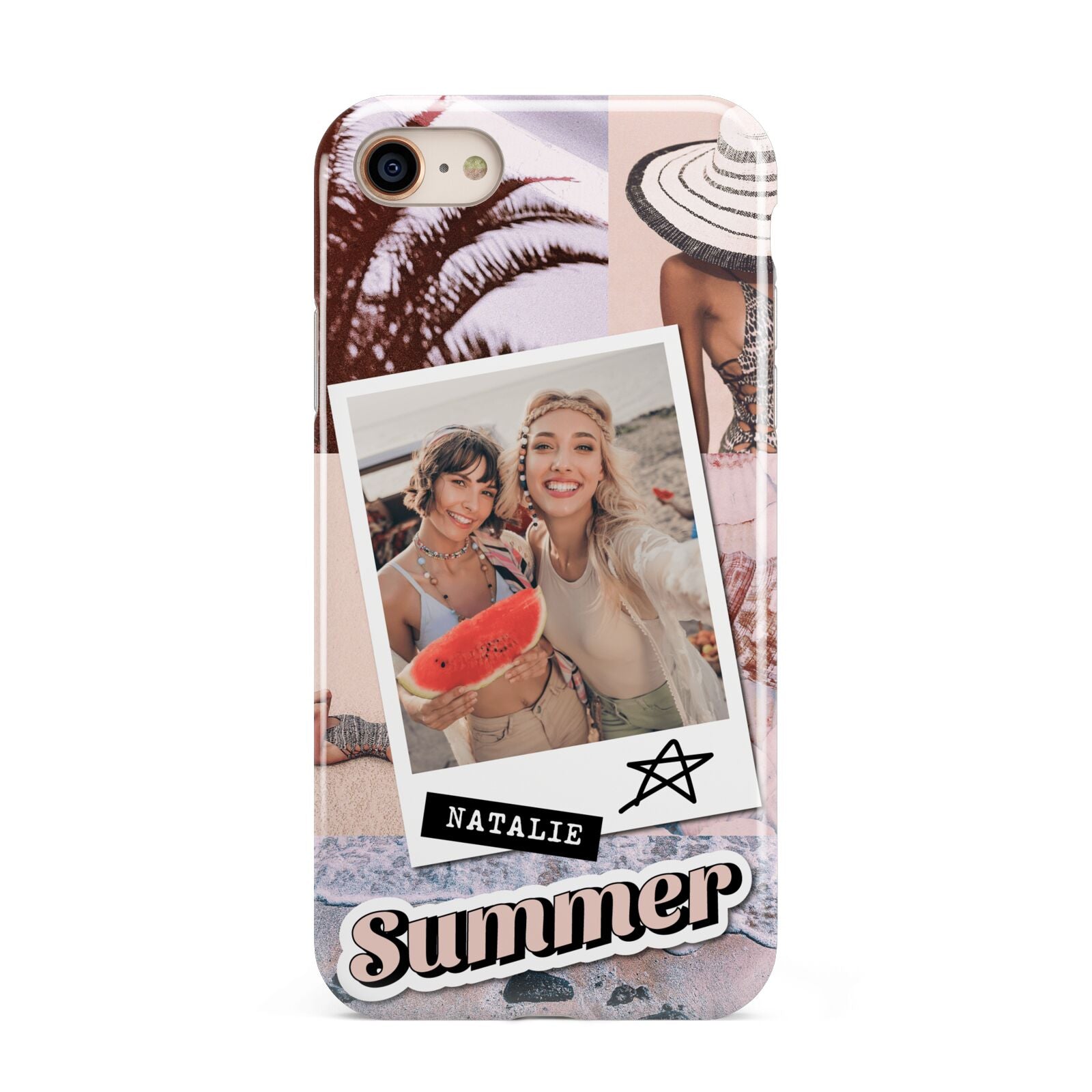 Picture Collage Personalised iPhone 8 3D Tough Case on Gold Phone