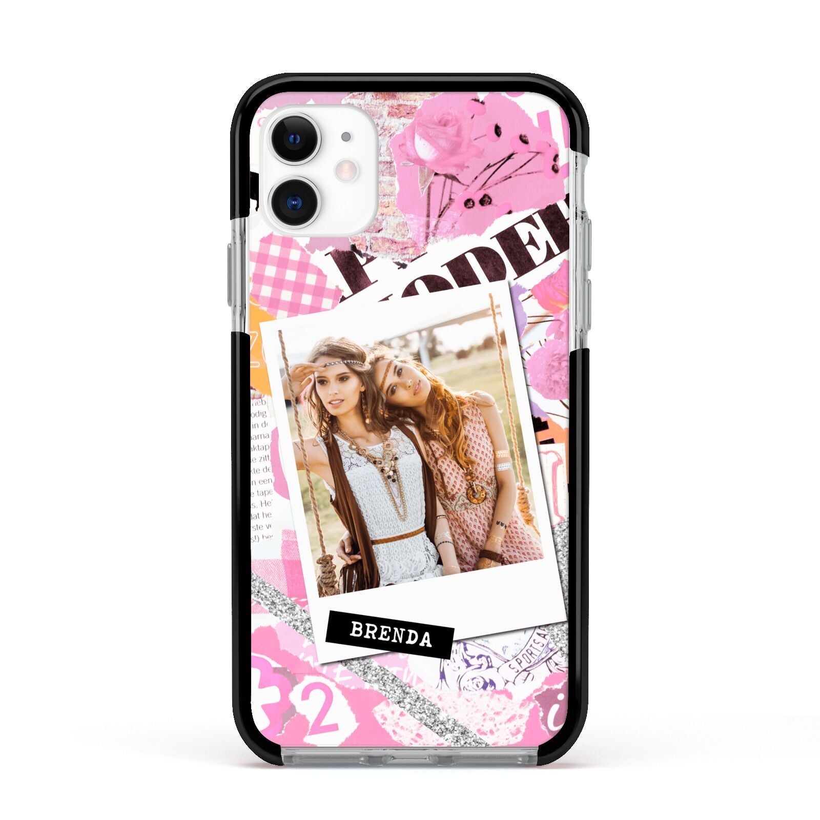 Picture Collage with Custom Photo Apple iPhone 11 in White with Black Impact Case