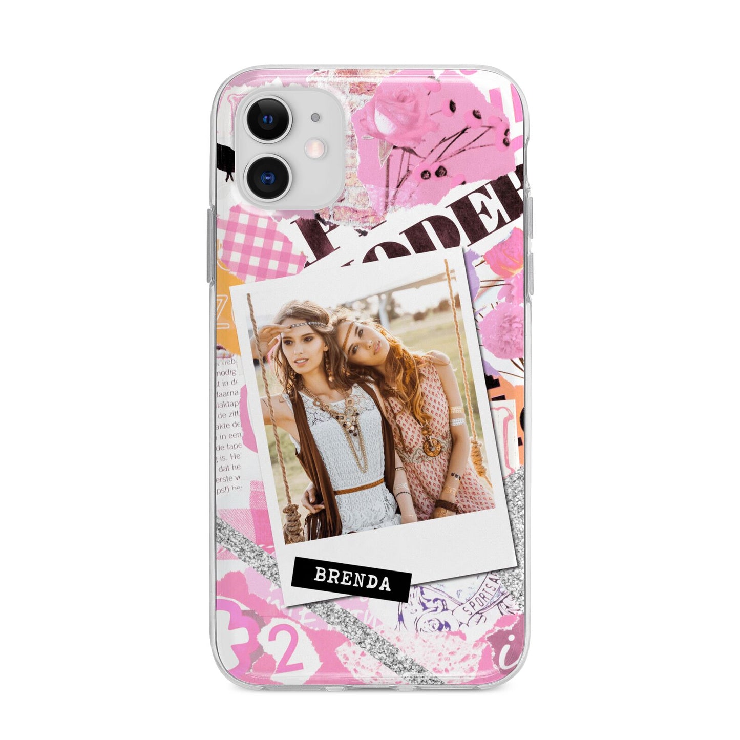 Picture Collage with Custom Photo Apple iPhone 11 in White with Bumper Case