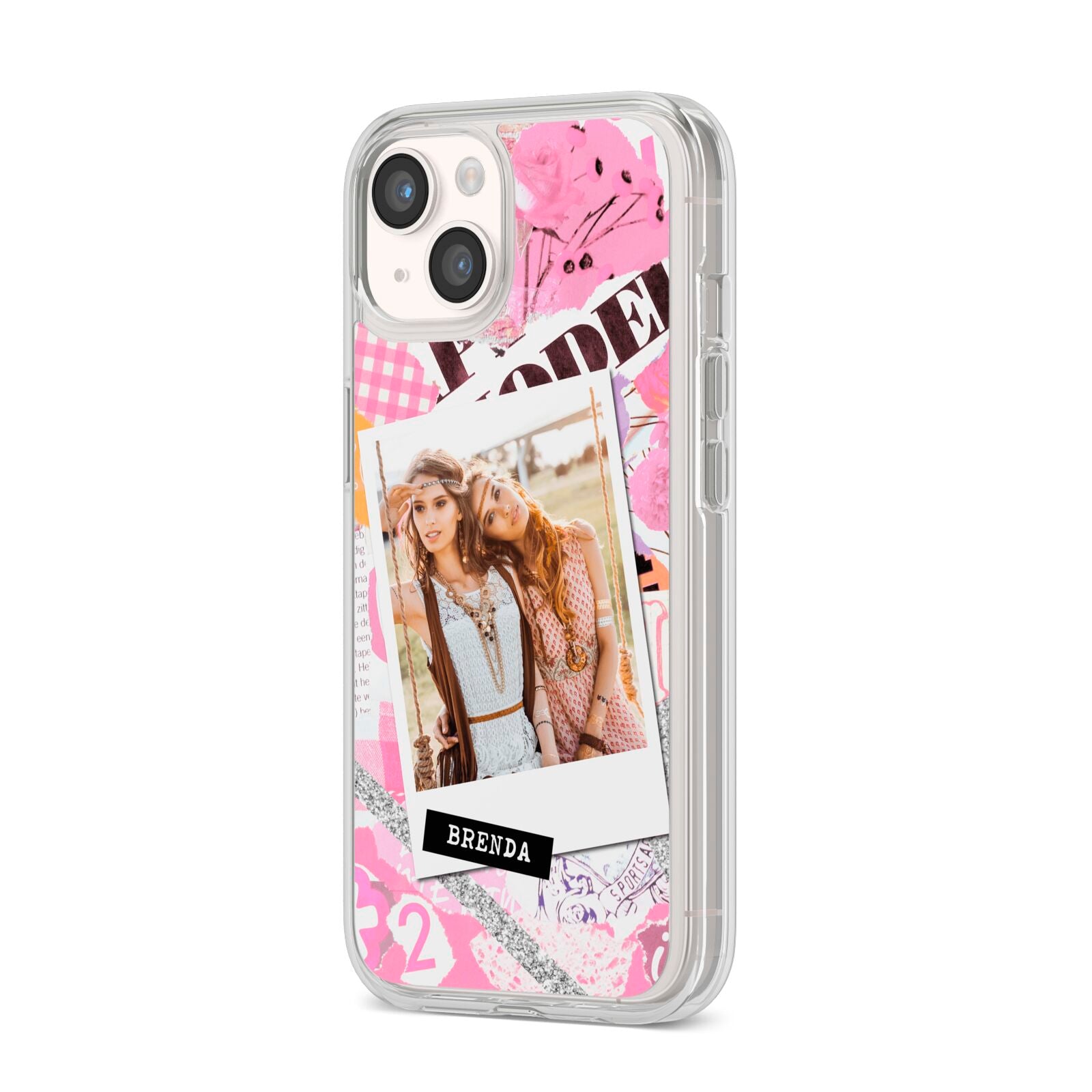 Picture Collage with Custom Photo iPhone 14 Clear Tough Case Starlight Angled Image