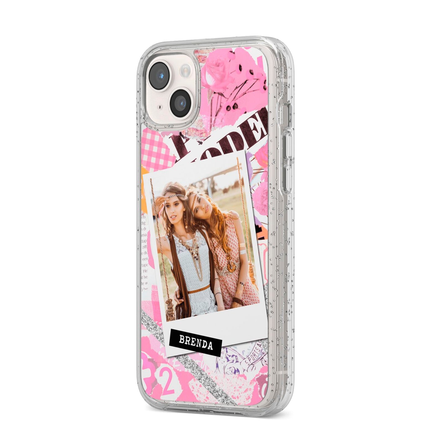 Picture Collage with Custom Photo iPhone 14 Plus Glitter Tough Case Starlight Angled Image