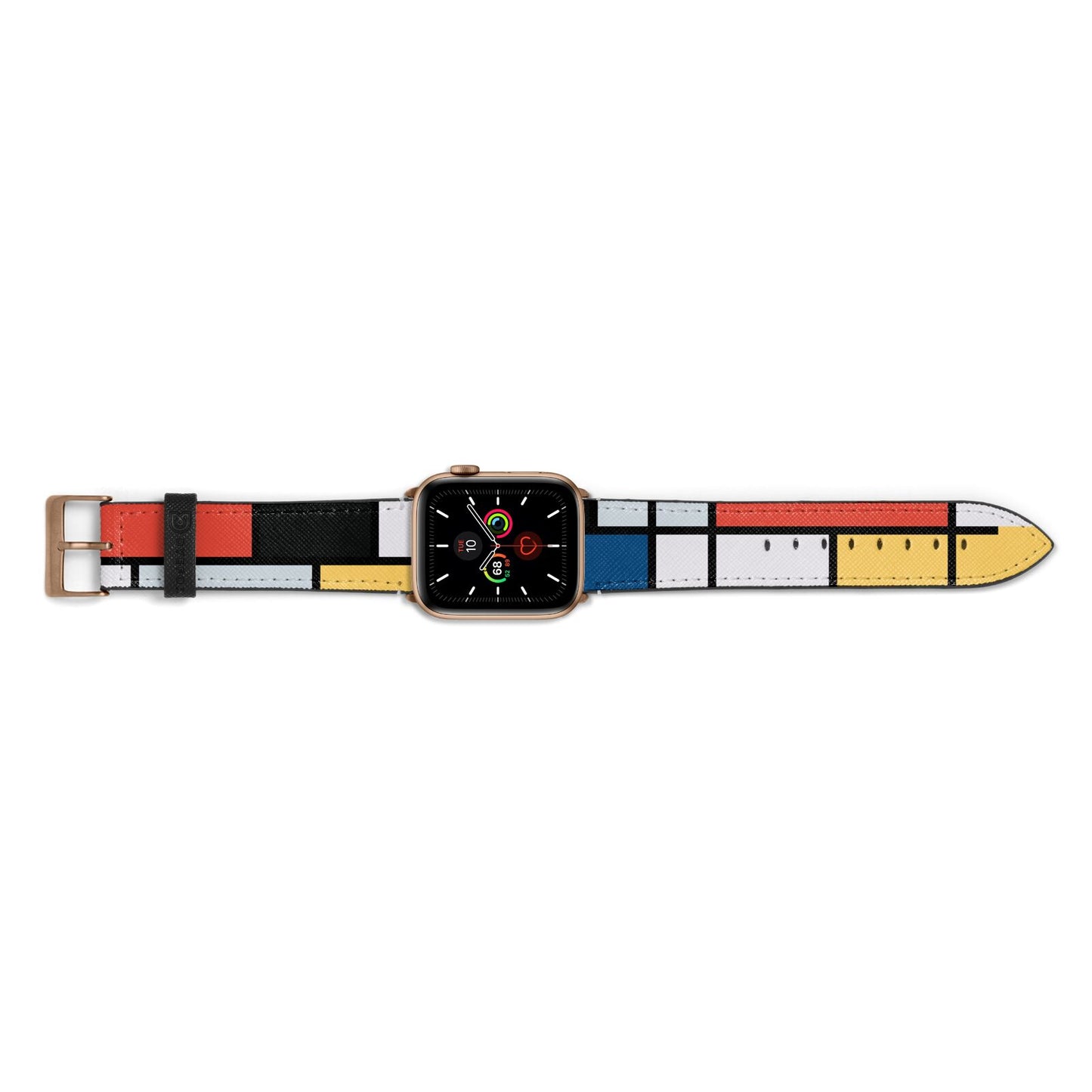 Piet Mondrian Composition Apple Watch Strap Landscape Image Gold Hardware