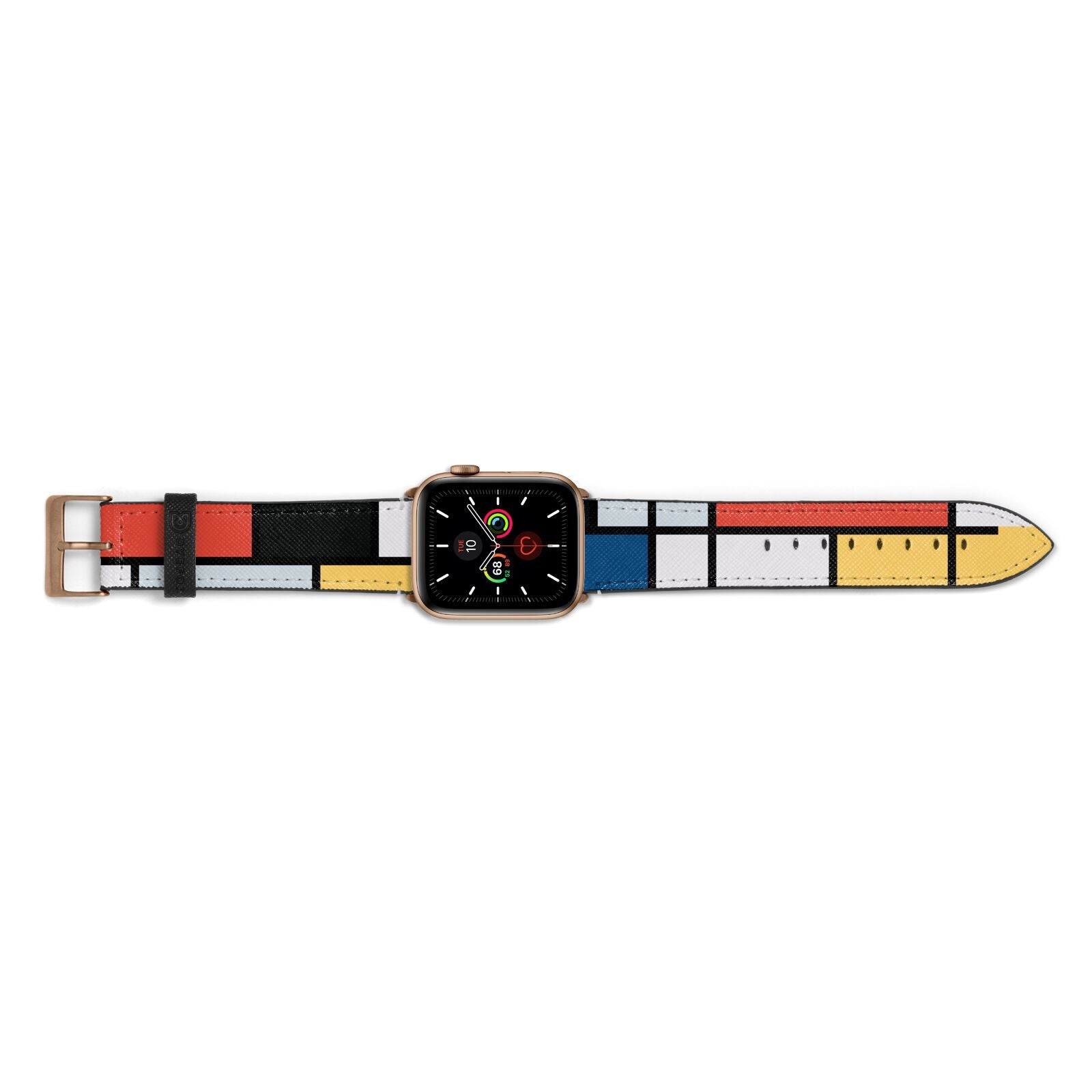 Piet Mondrian Composition Apple Watch Strap Landscape Image Gold Hardware