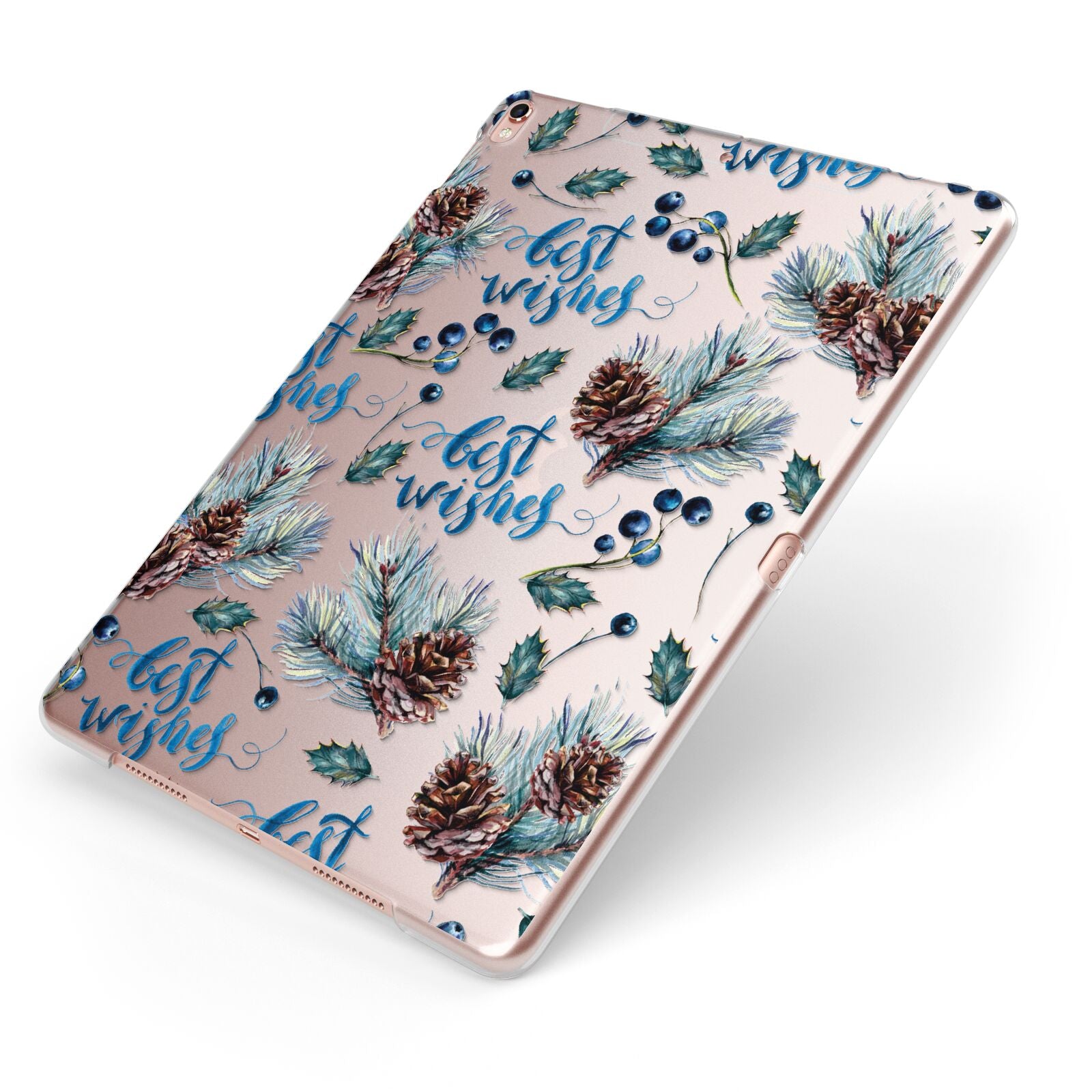 Pine cones wild berries Apple iPad Case on Rose Gold iPad Side View