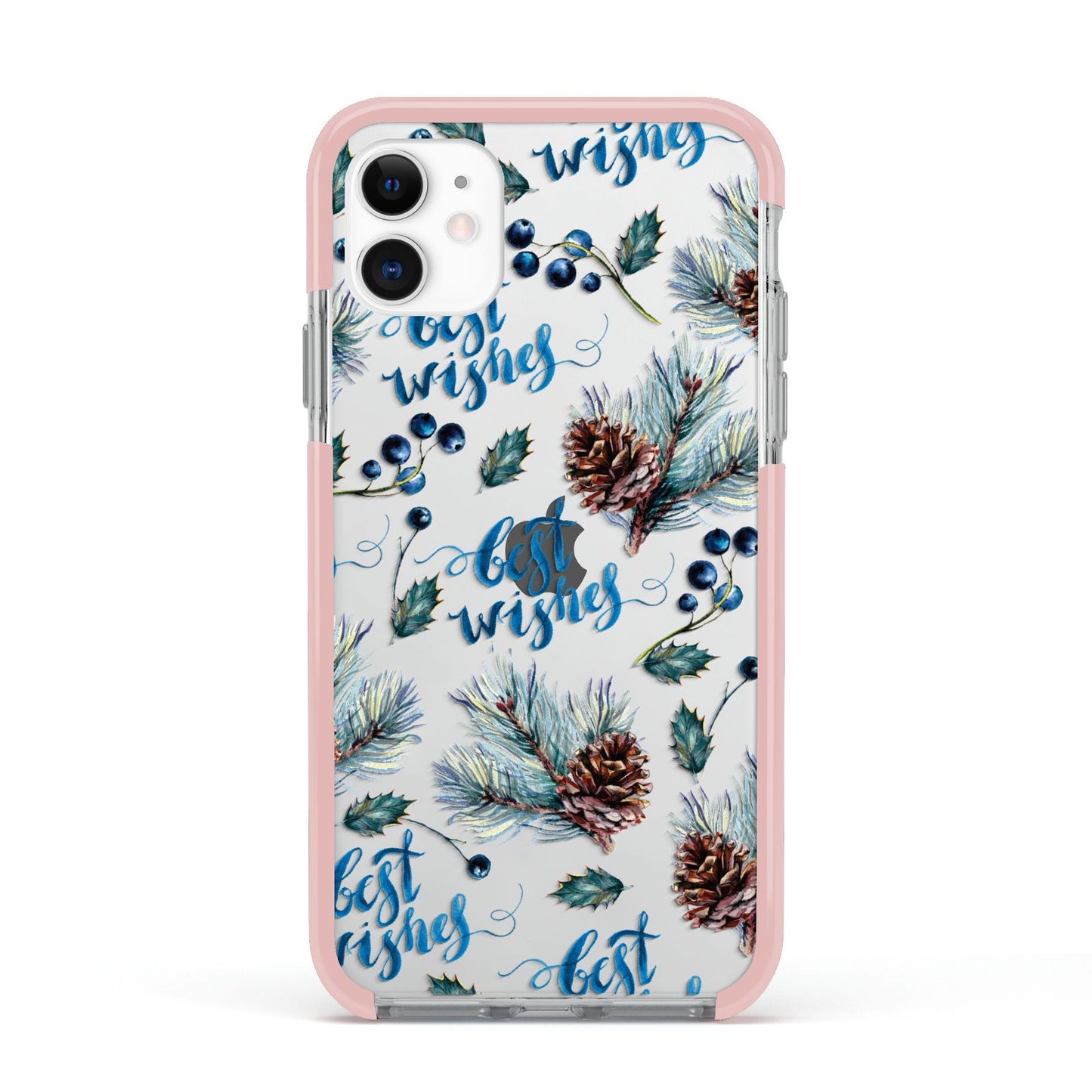 Pine cones wild berries Apple iPhone 11 in White with Pink Impact Case