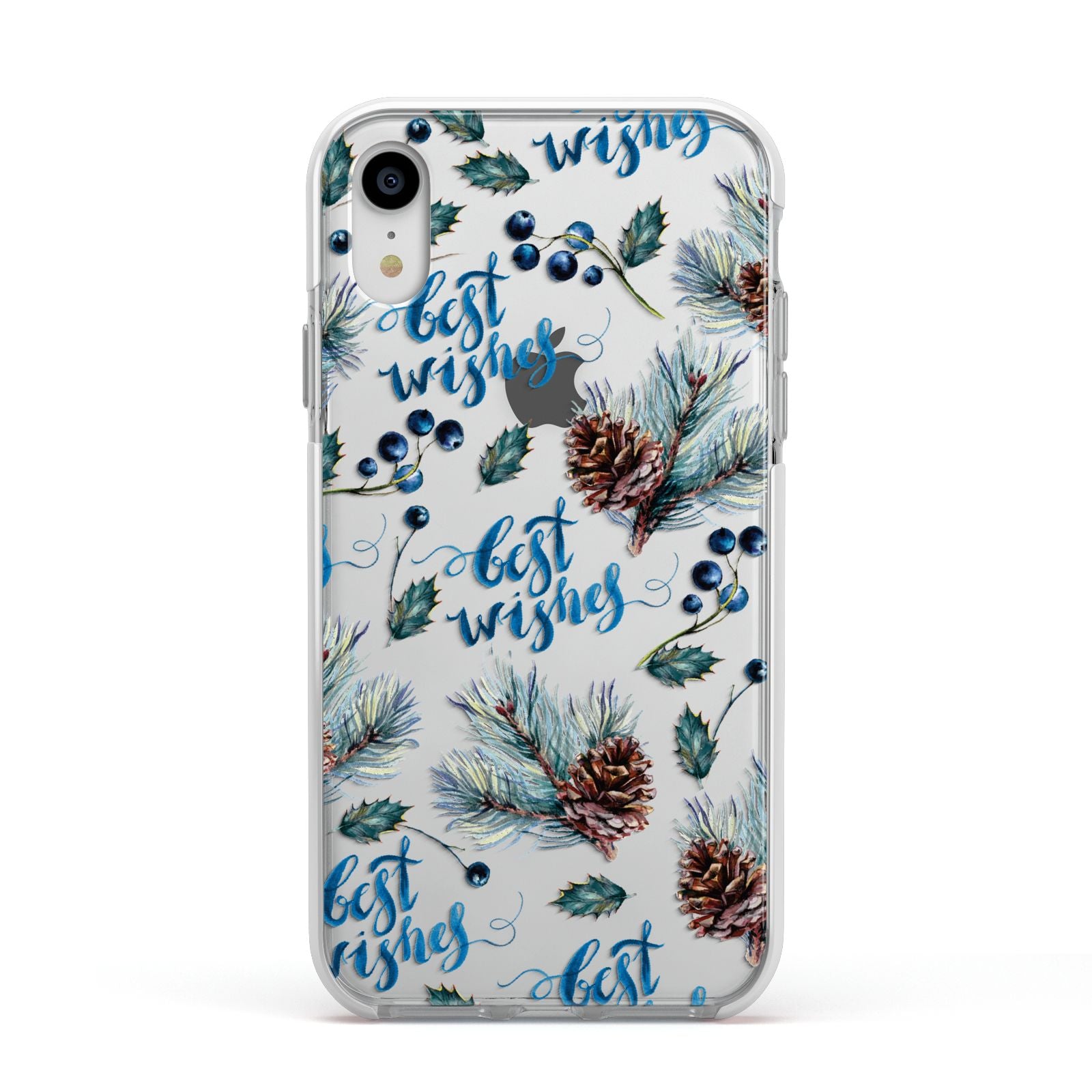 Pine cones wild berries Apple iPhone XR Impact Case White Edge on Silver Phone