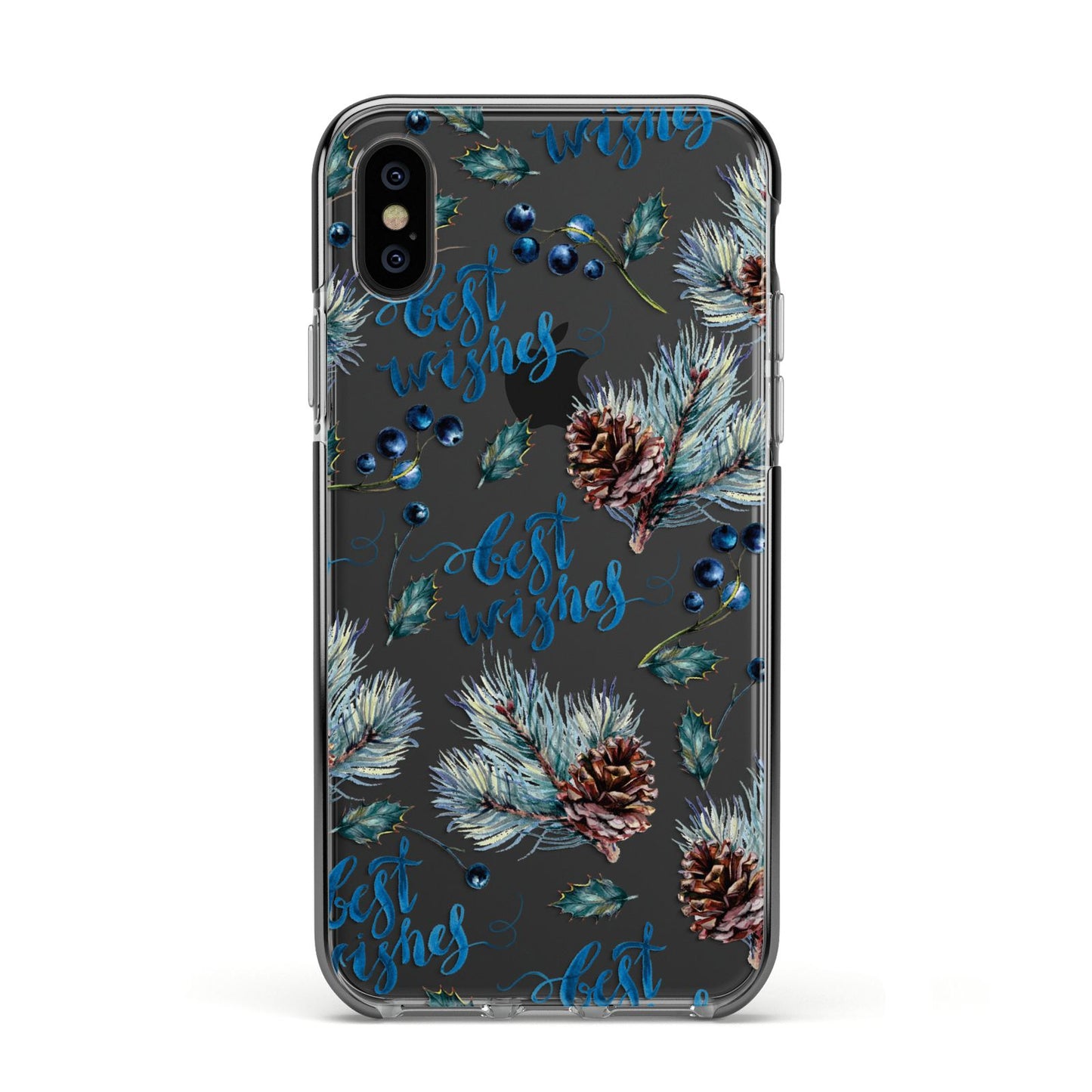 Pine cones wild berries Apple iPhone Xs Impact Case Black Edge on Black Phone