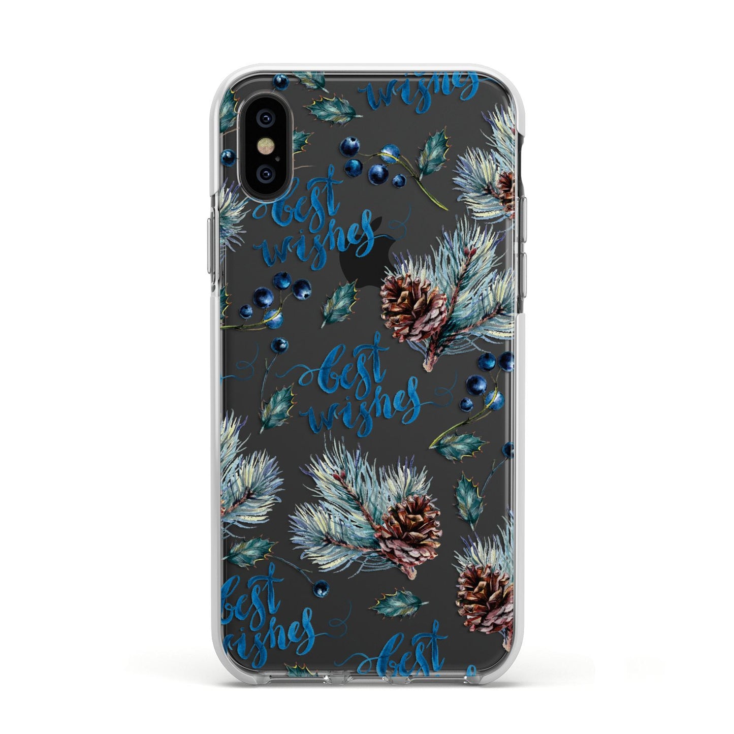 Pine cones wild berries Apple iPhone Xs Impact Case White Edge on Black Phone