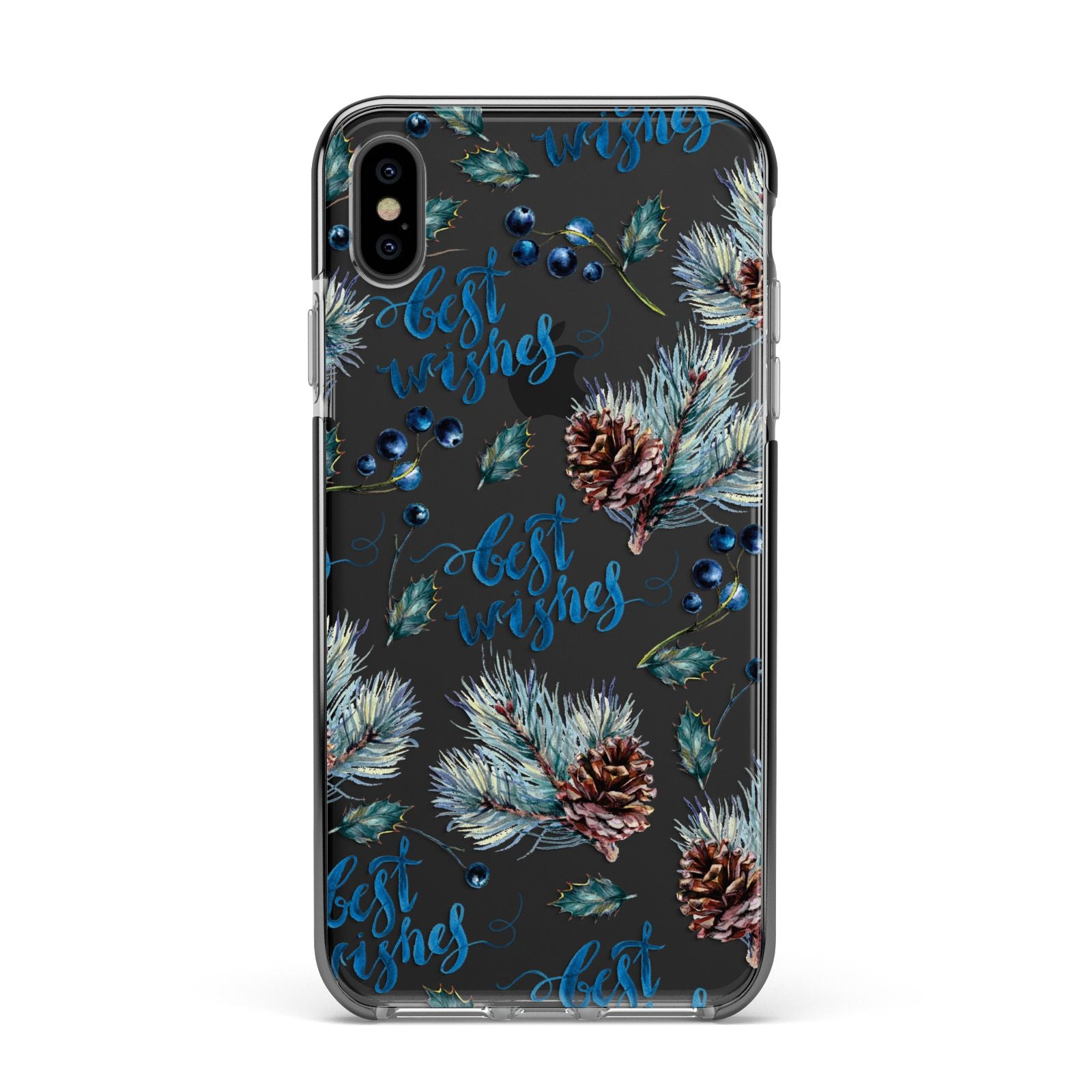 Pine cones wild berries Apple iPhone Xs Max Impact Case Black Edge on Black Phone