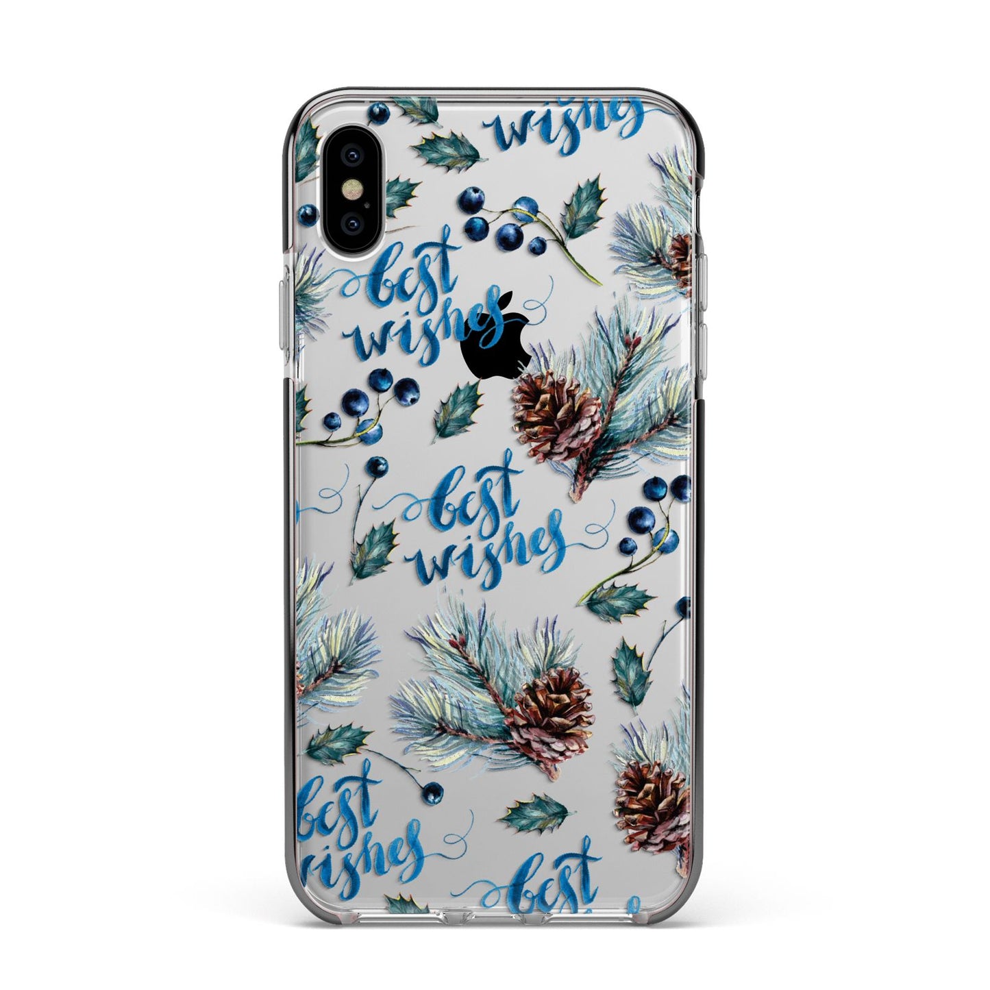 Pine cones wild berries Apple iPhone Xs Max Impact Case Black Edge on Silver Phone