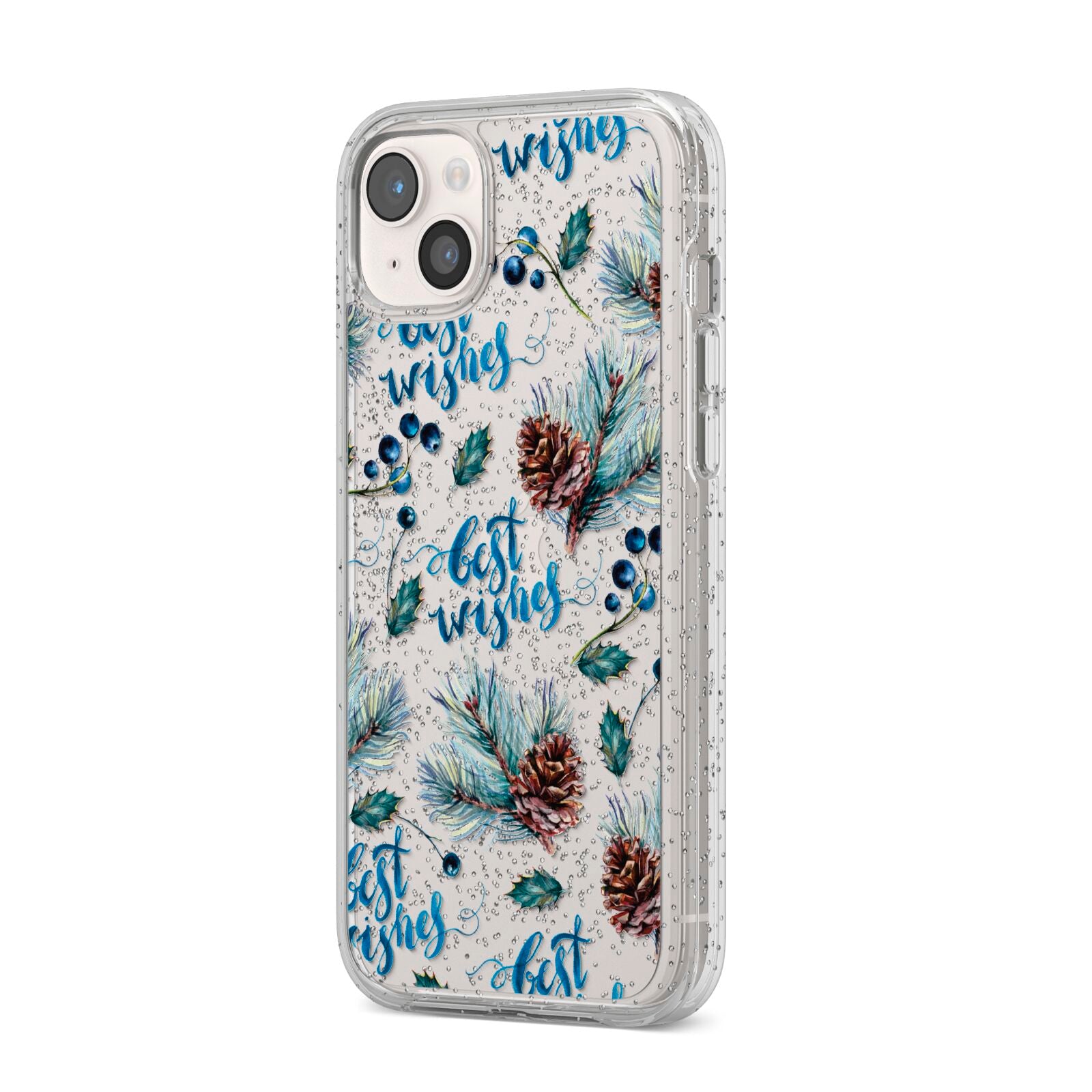 Pine cones wild berries iPhone 14 Plus Glitter Tough Case Starlight Angled Image