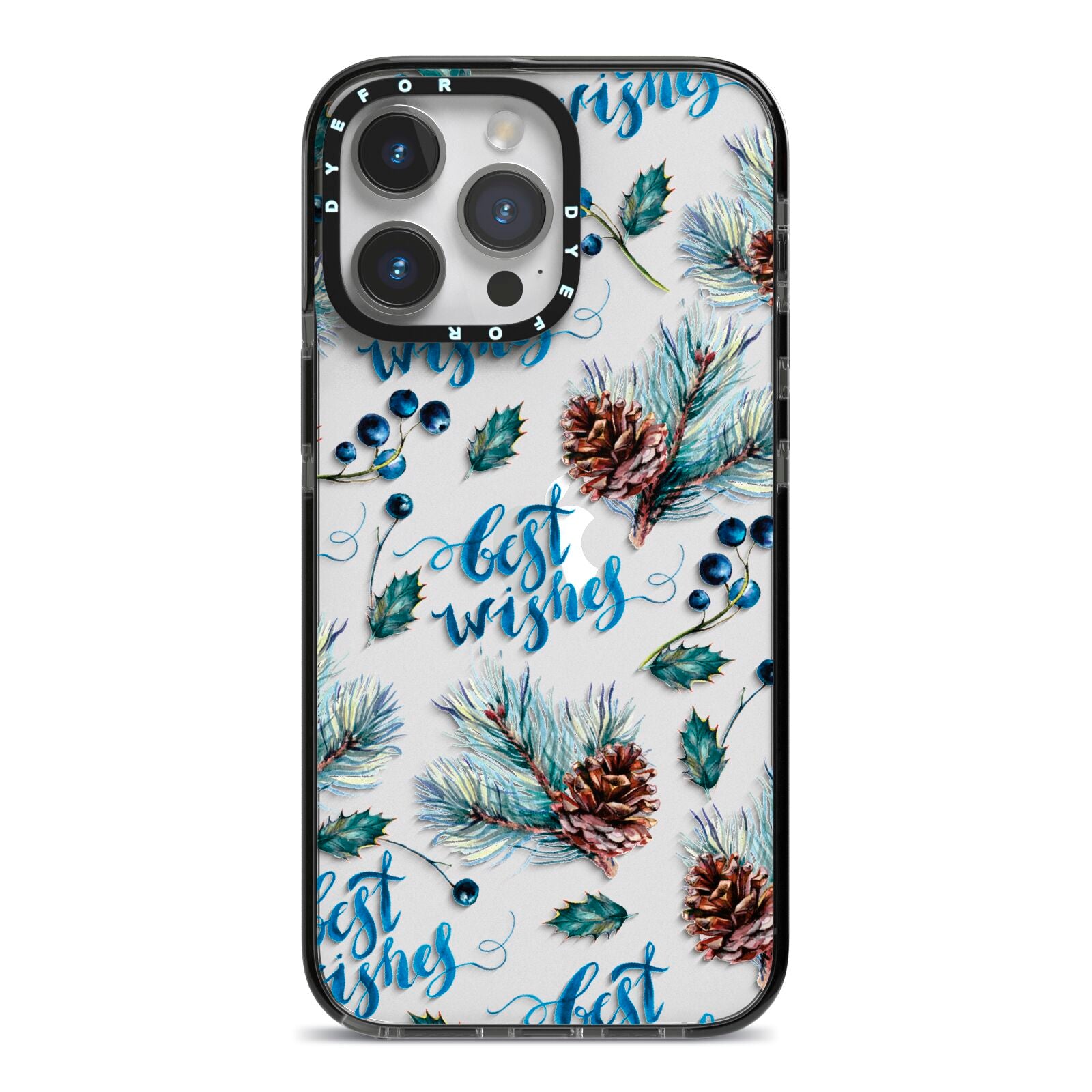 Pine cones wild berries iPhone 14 Pro Max Black Impact Case on Silver phone