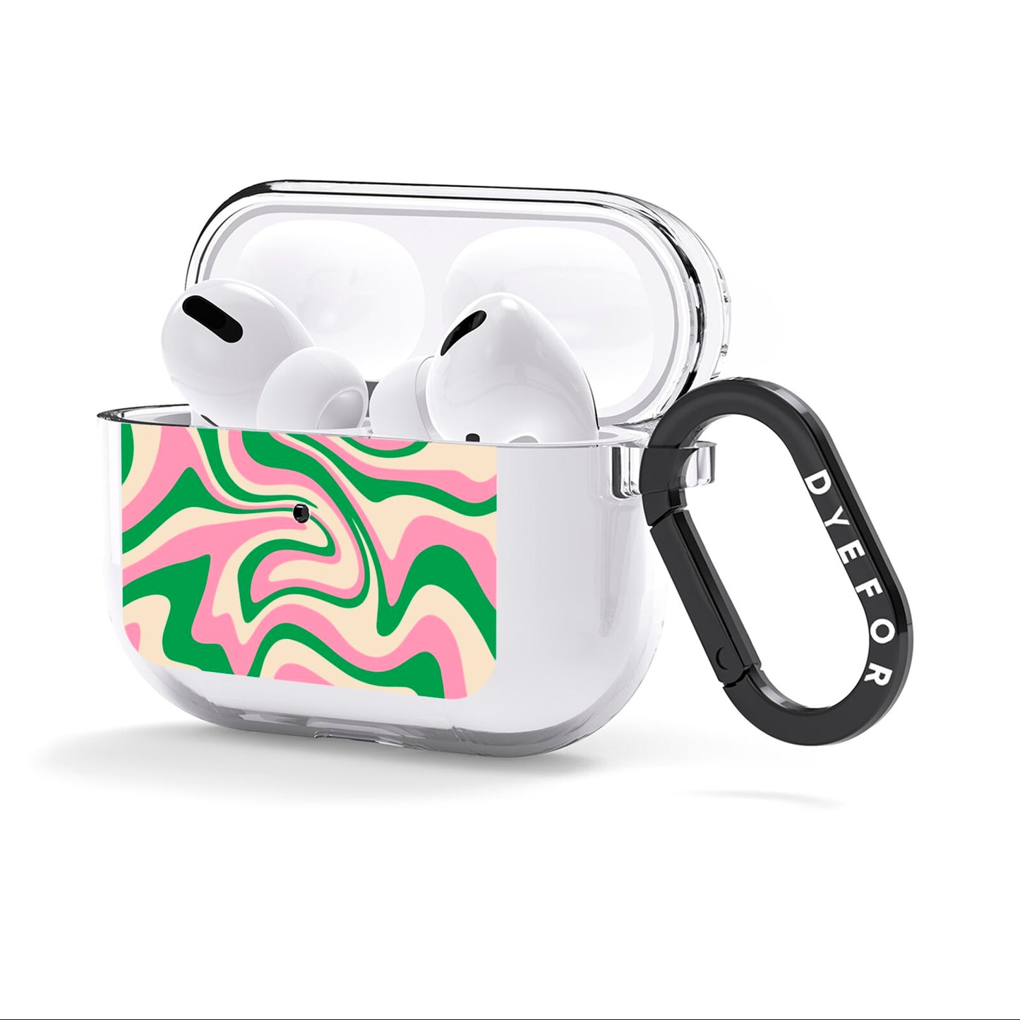 Pink And Green Swirl AirPods Clear Case 3rd Gen Side Image