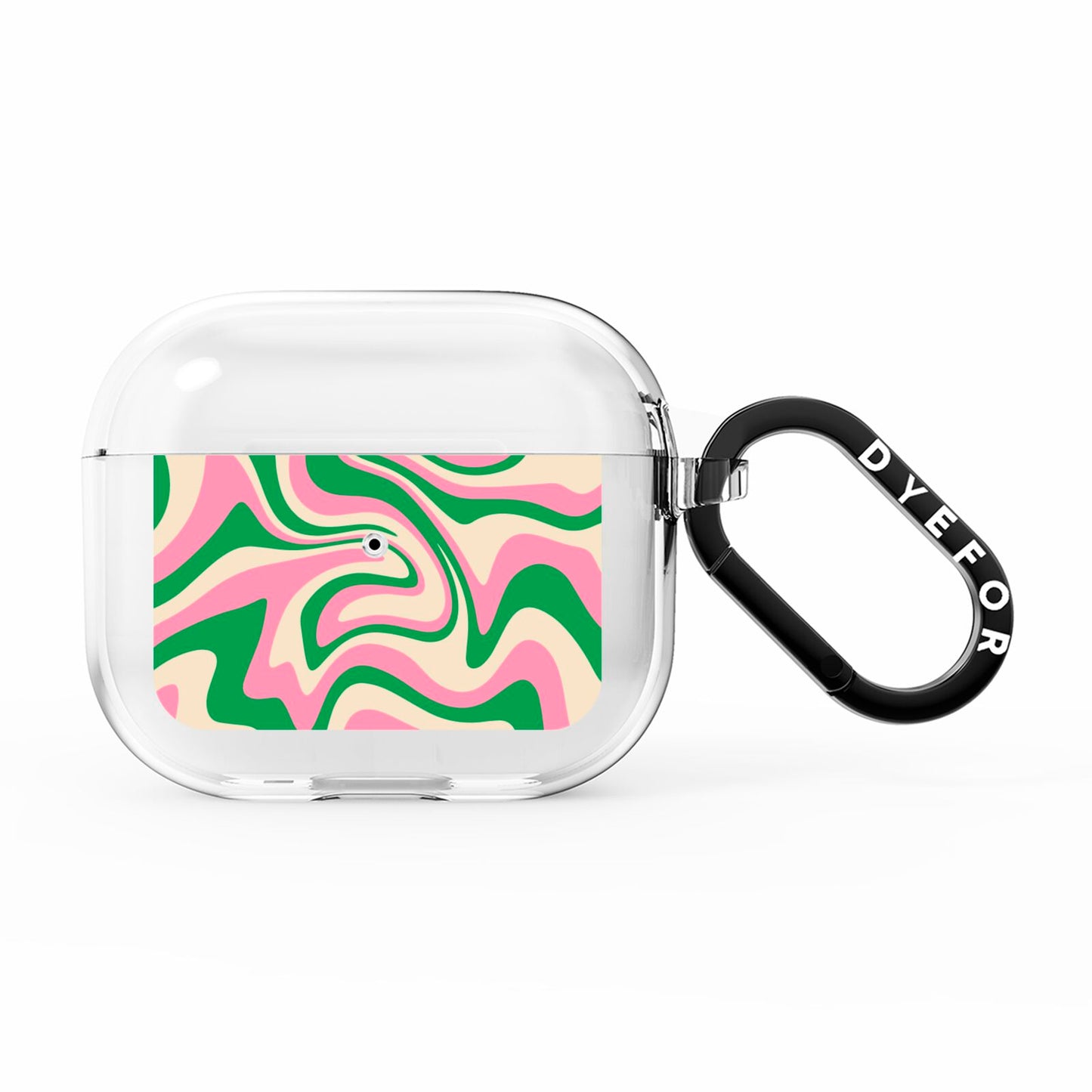 Pink And Green Swirl AirPods Clear Case 3rd Gen