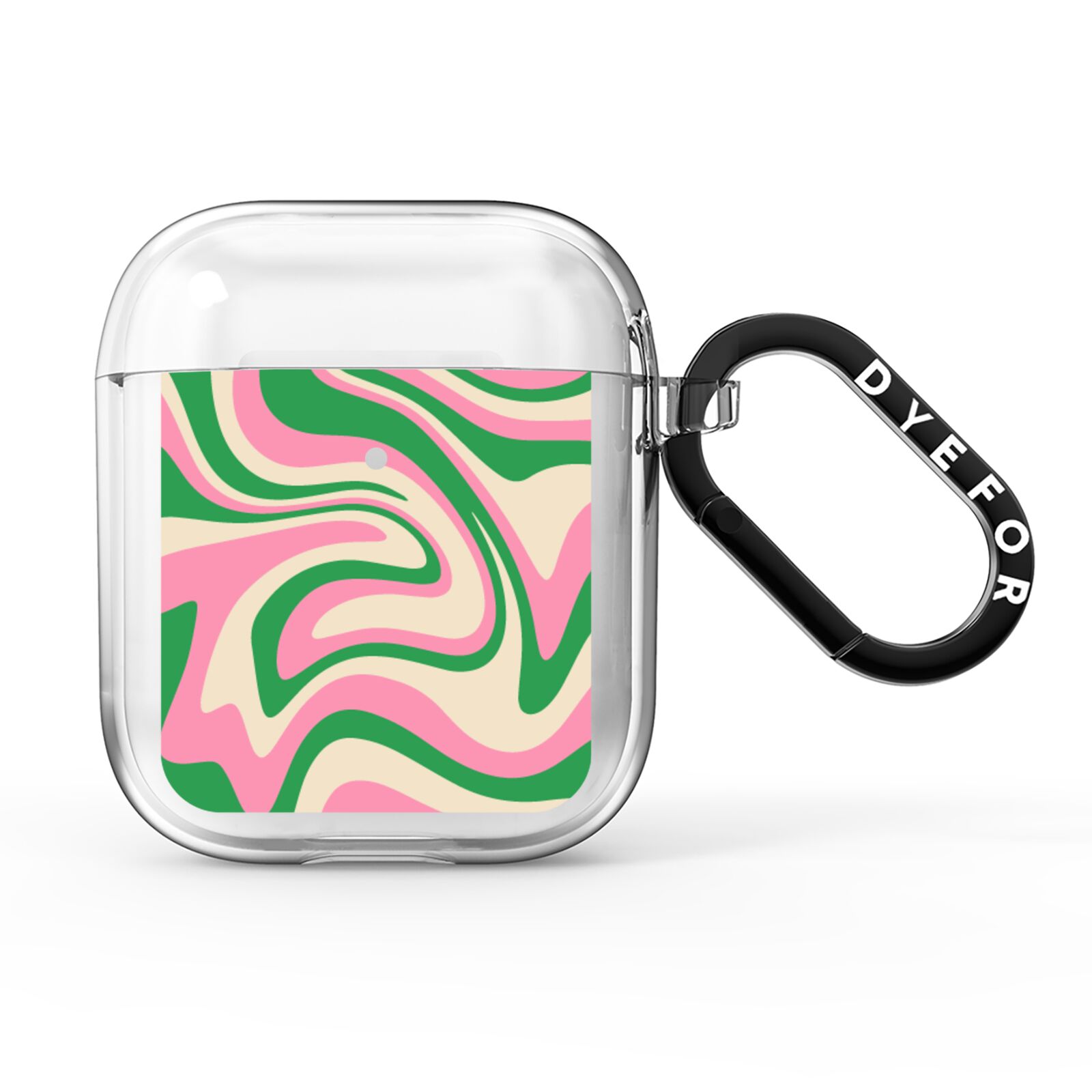 Pink And Green Swirl AirPods Clear Case