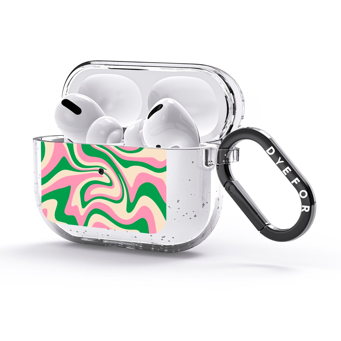 Pink And Green Swirl AirPods Glitter Case 3rd Gen Side Image