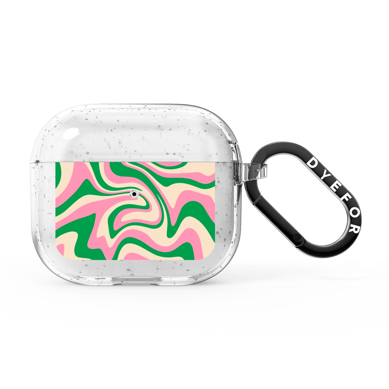 Pink And Green Swirl AirPods Glitter Case 3rd Gen