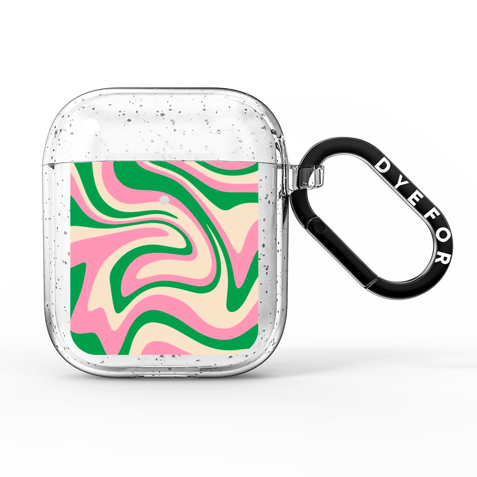 Pink And Green Swirl AirPods Glitter Case