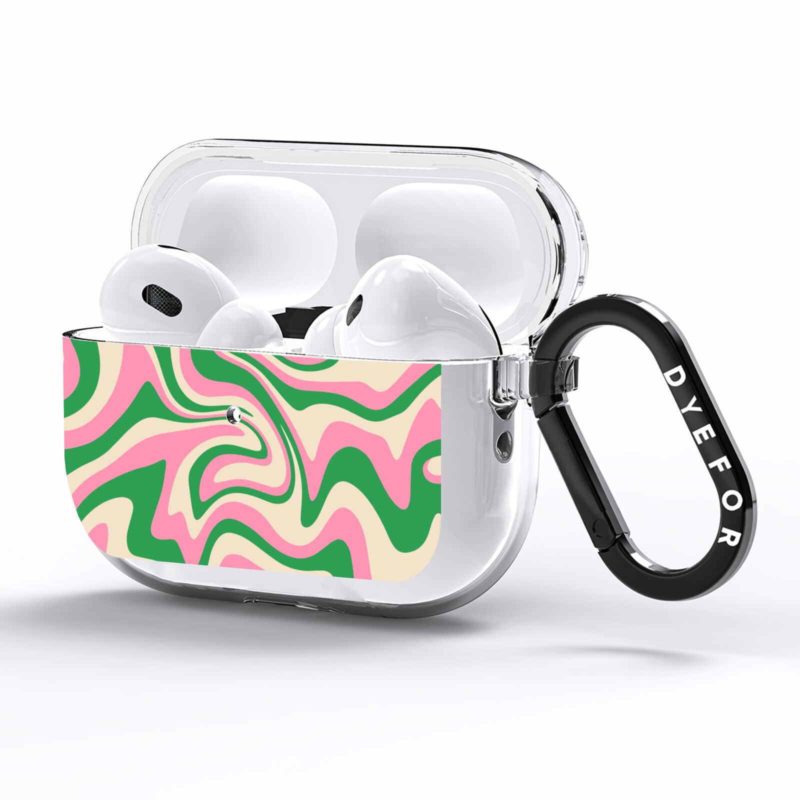 Pink And Green Swirl AirPods Pro Clear Case Side Image